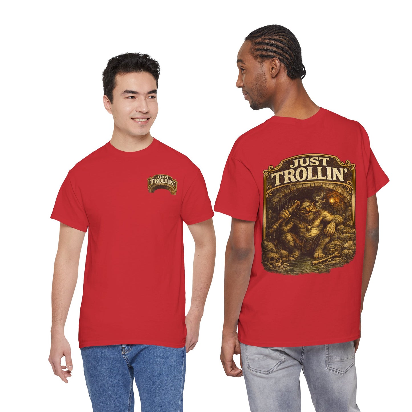 T-Shirt — "Just Trollin'" Vintage Fantasy Troll Graphic Tee