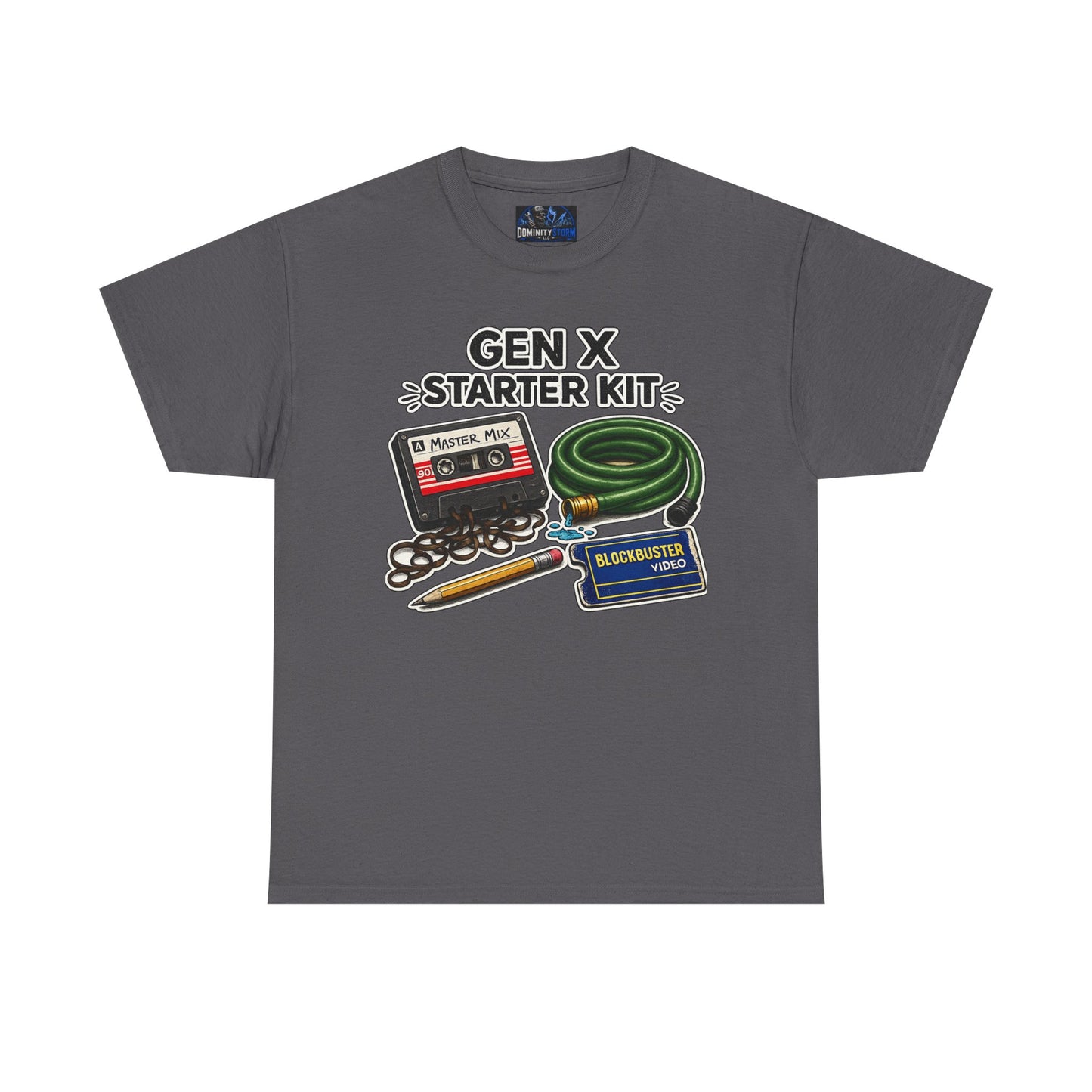 Gen X Starter Kit T‑Shirt — Retro Nostalgia Tee with Cassette, Pager & Mix Tape Graphics