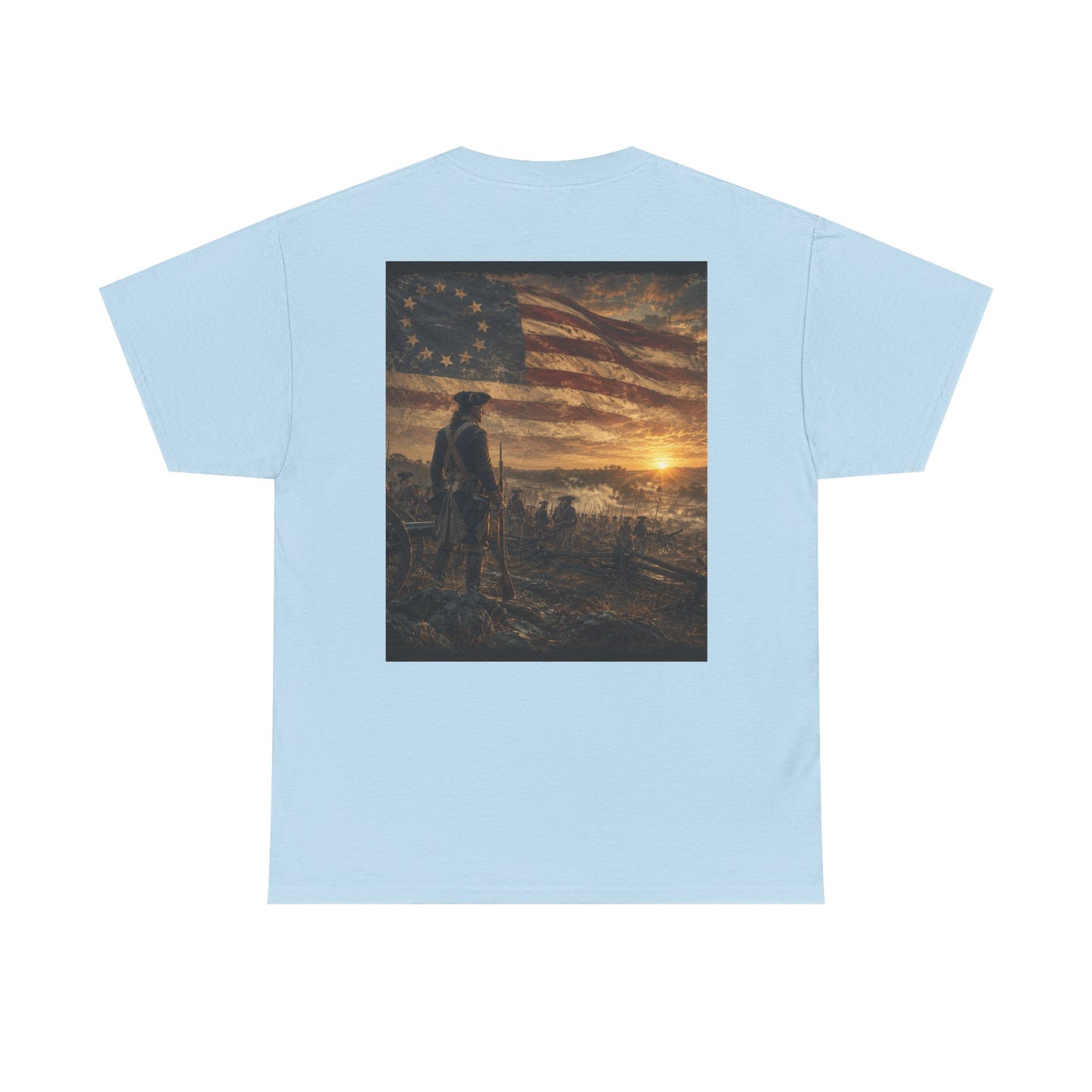 Patriotic Revolutionary War Flag T-Shirt — Vintage American Soldier Graphic Tee
