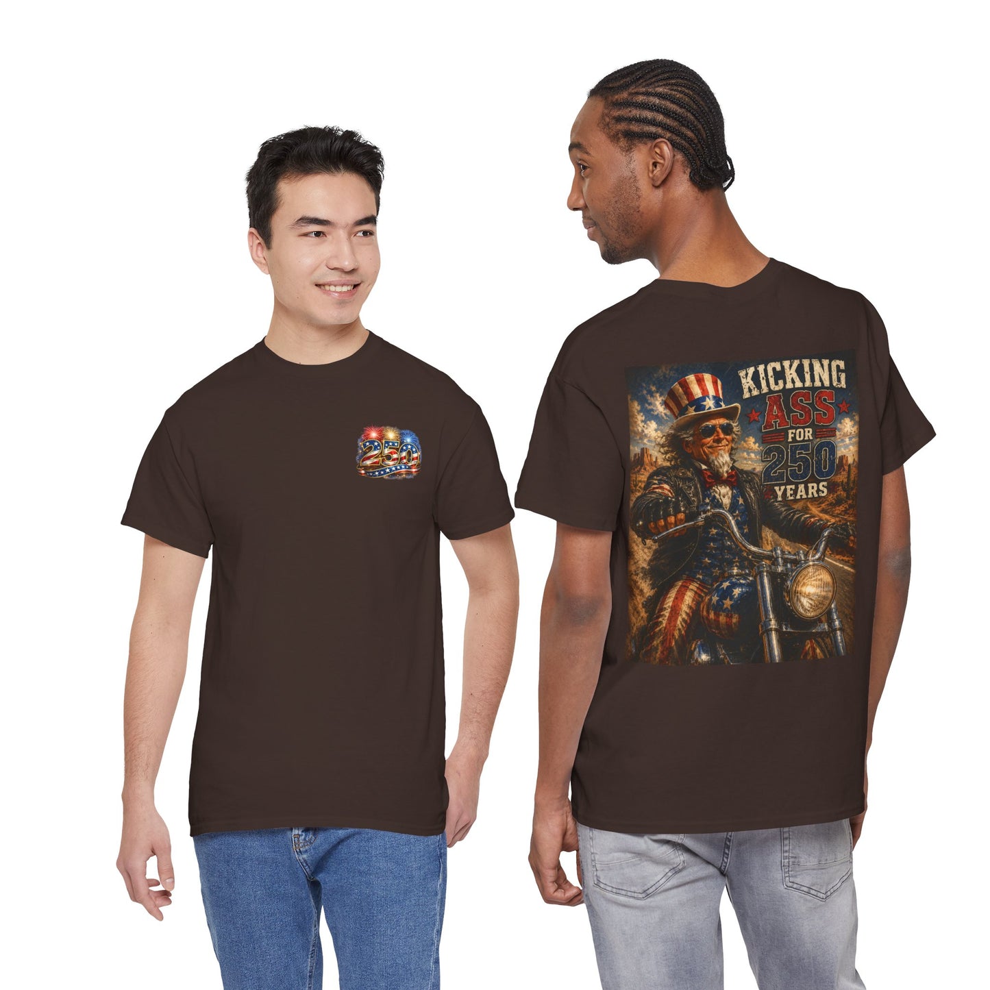 Biker Uncle Sam 'Kicking Ass for 50 Years' Graphic Tee