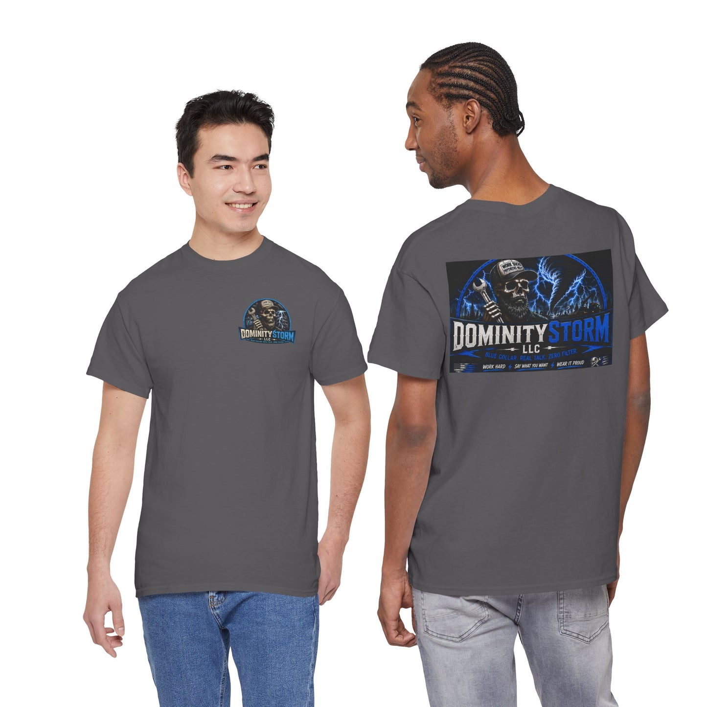 Dominity Storm LLC Graphic Tee — Lightning Skull Band Shirt