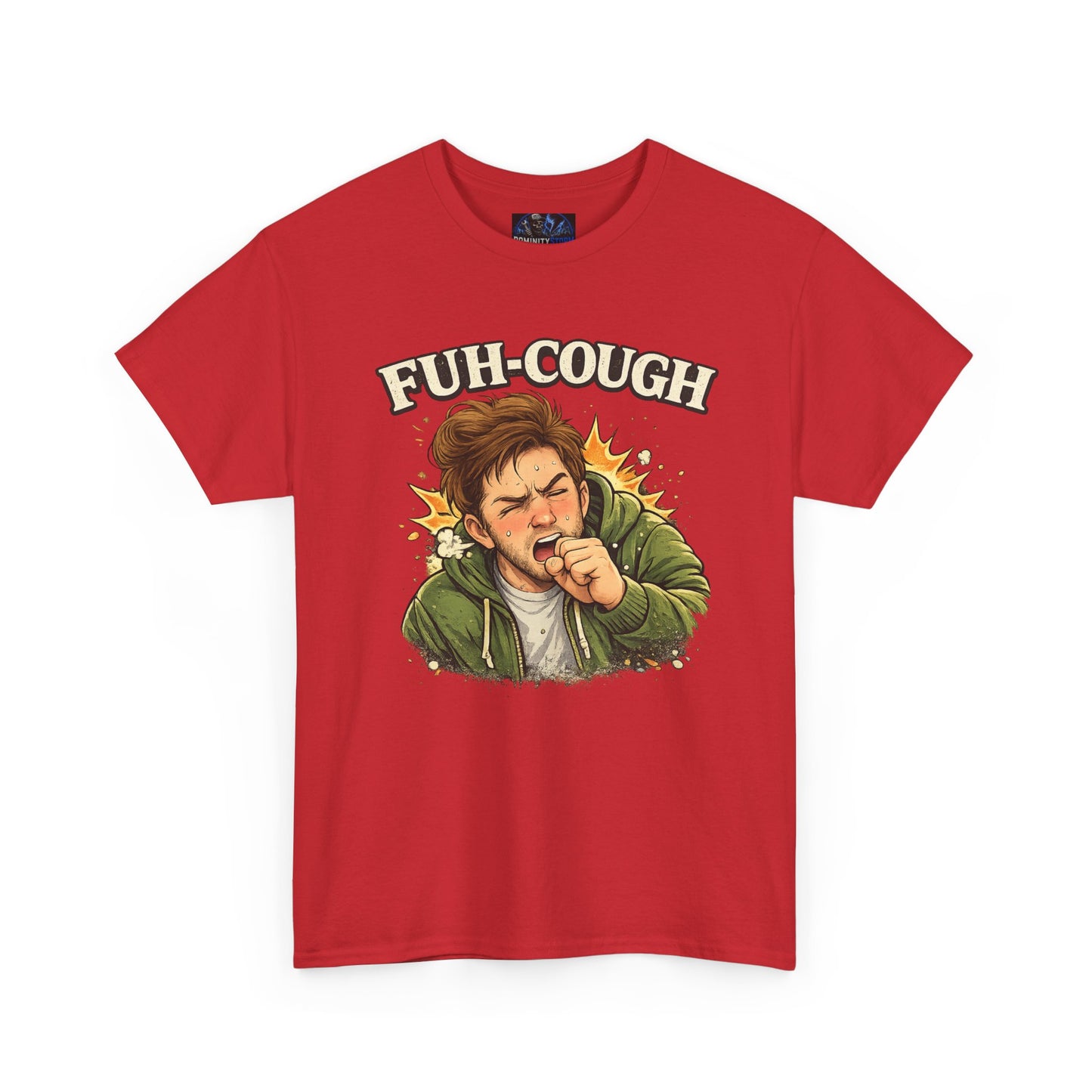 Funny 'Fuh-Cough' Graphic Tee - Coughing Character Short Sleeve Shirt