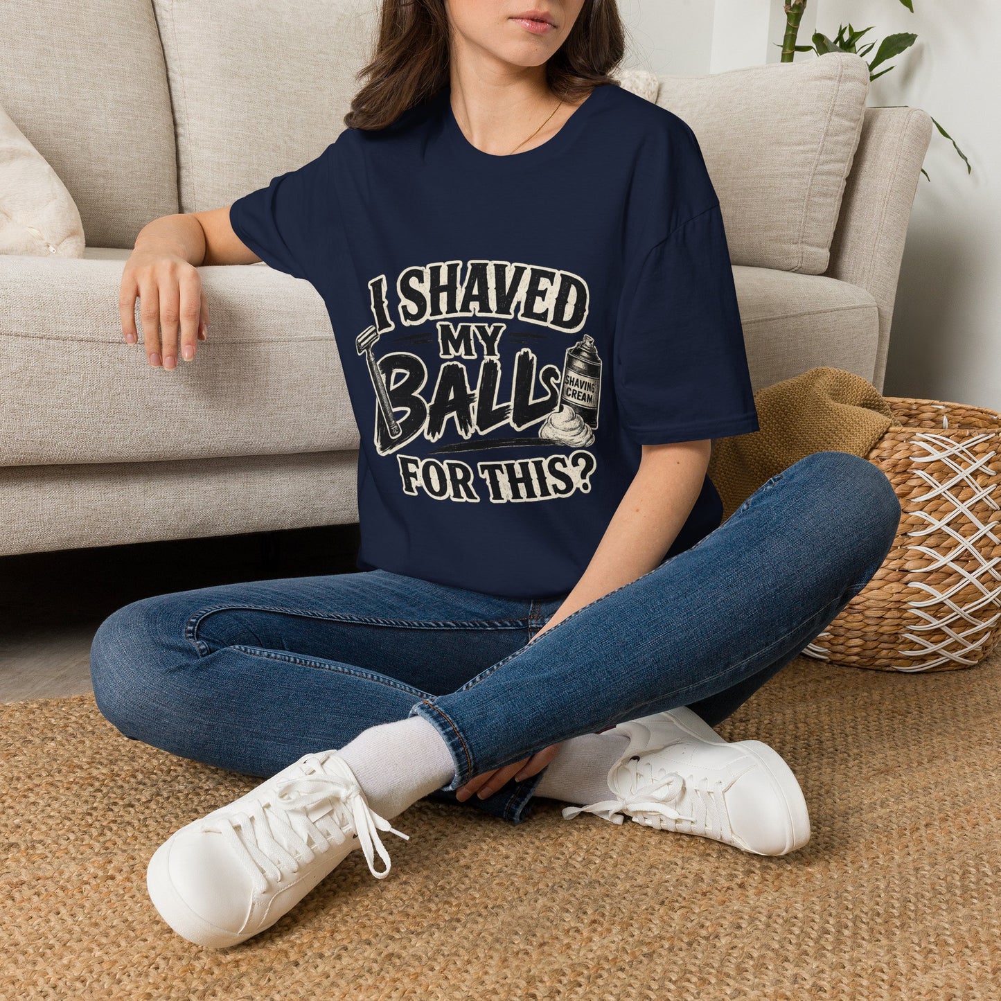 I Shaved My Balls T-Shirt — Funny Gag Tee with Retro Shaving Design