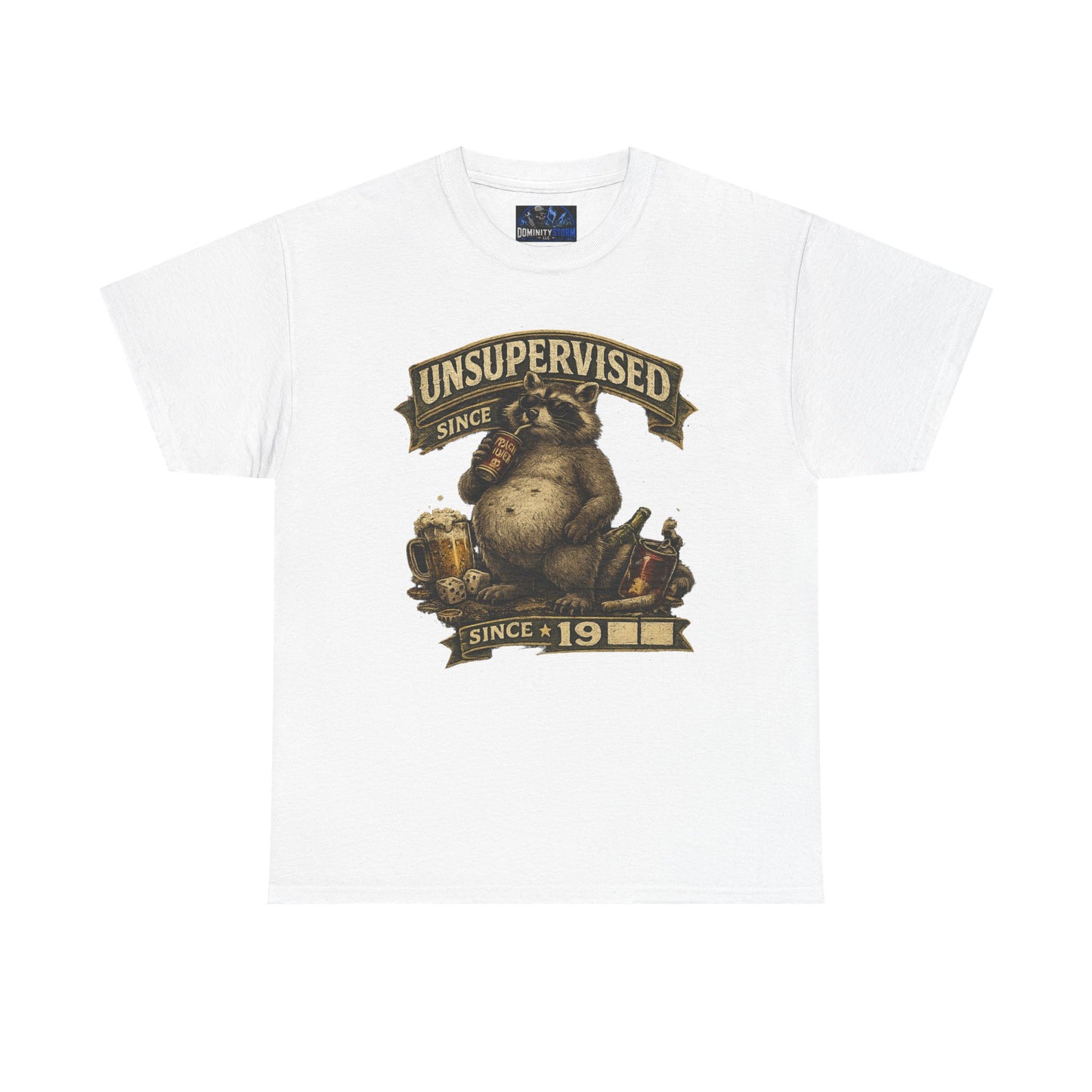 Beer Belly Bear T‑Shirt - "Unsupervised Since 19" Vintage Graphic Tee
