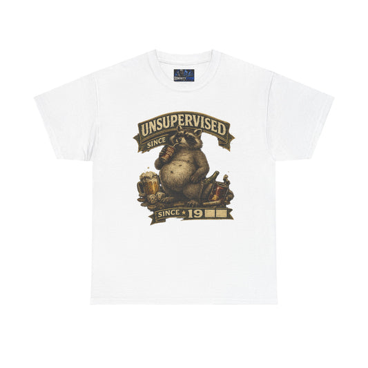 Beer Belly Bear T‑Shirt - "Unsupervised Since 19" Vintage Graphic Tee