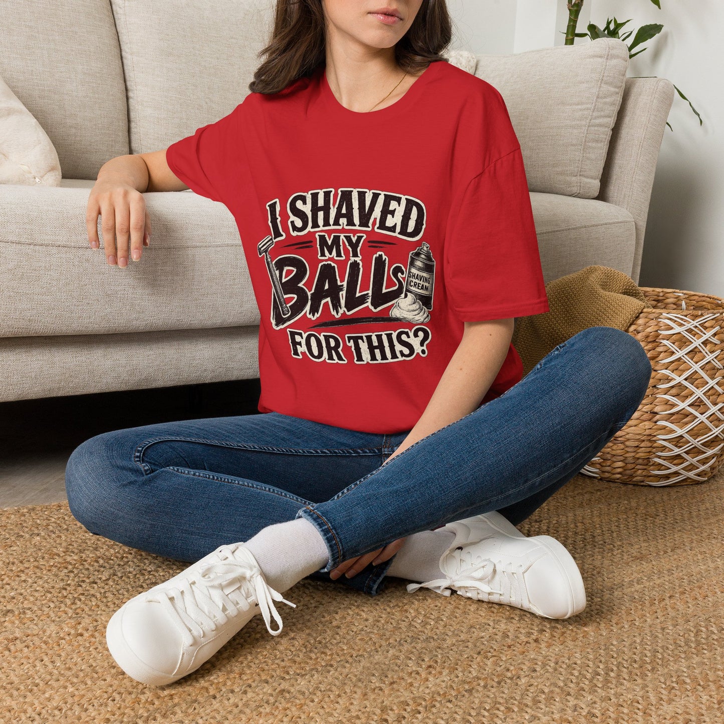 I Shaved My Balls T-Shirt — Funny Gag Tee with Retro Shaving Design