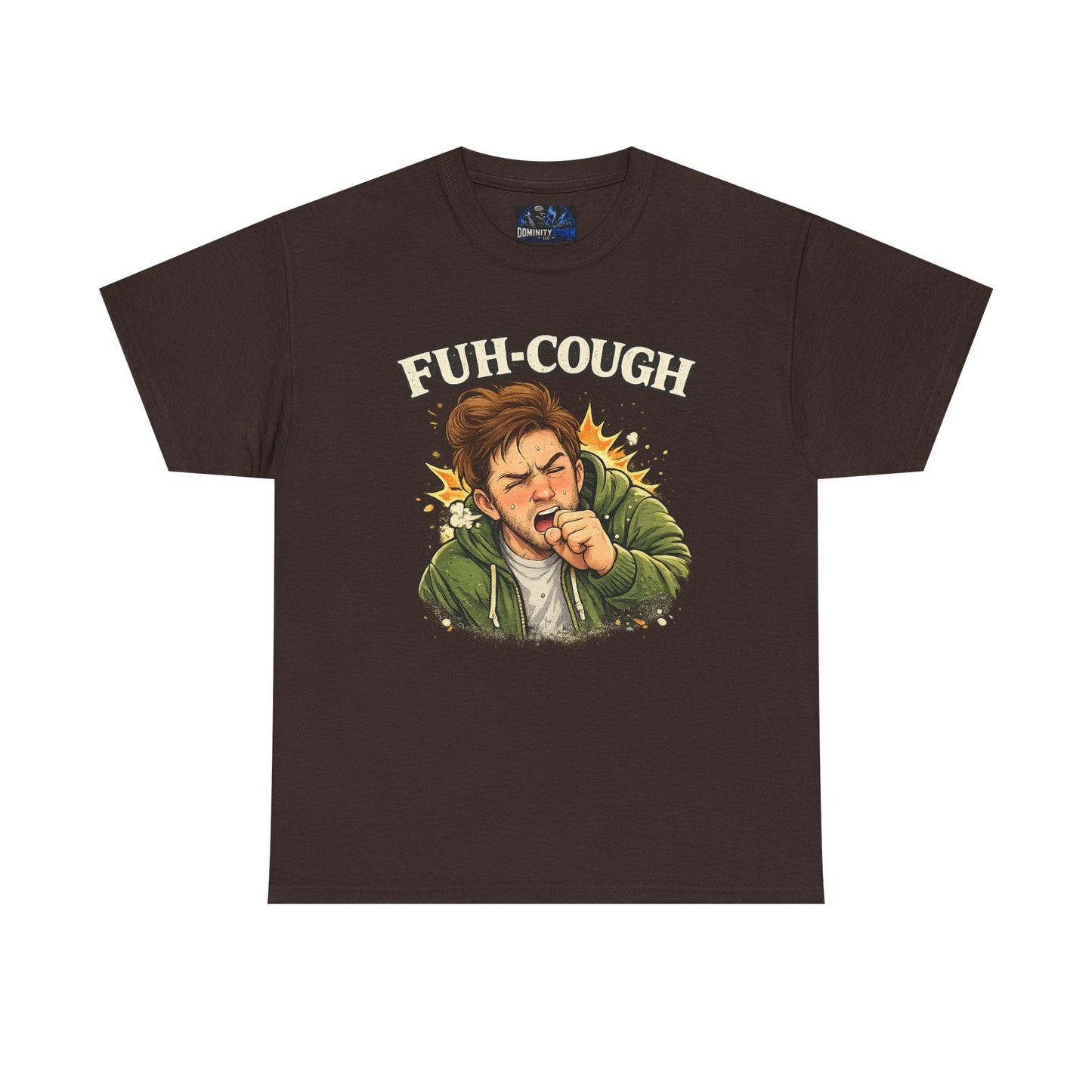 Funny 'Fuh-Cough' Graphic Tee - Coughing Character Short Sleeve Shirt