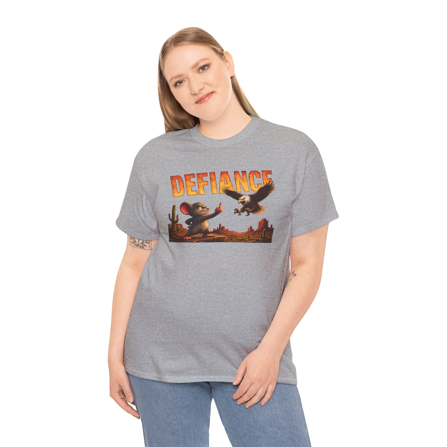 Defiance Desert Tee — Western Eagle & Cowboy Graphic T-Shirt