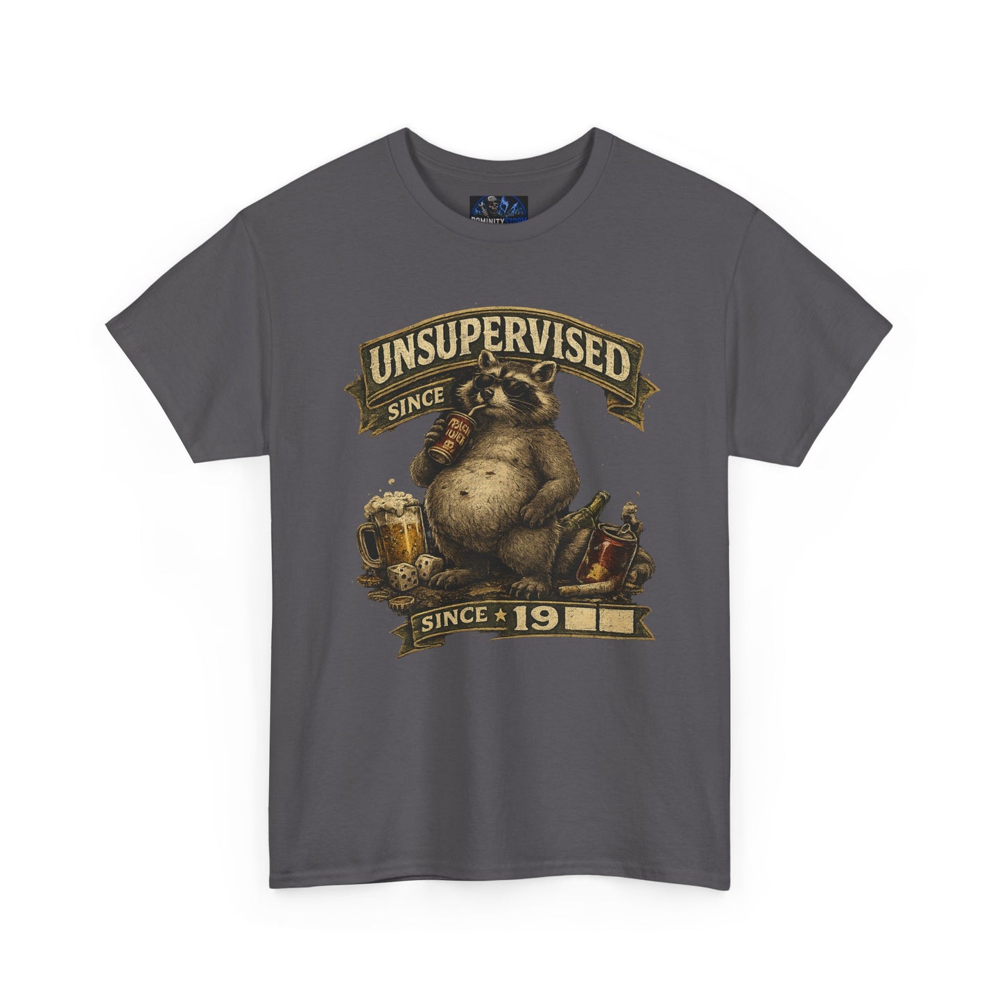 Beer Belly Bear T‑Shirt - "Unsupervised Since 19" Vintage Graphic Tee