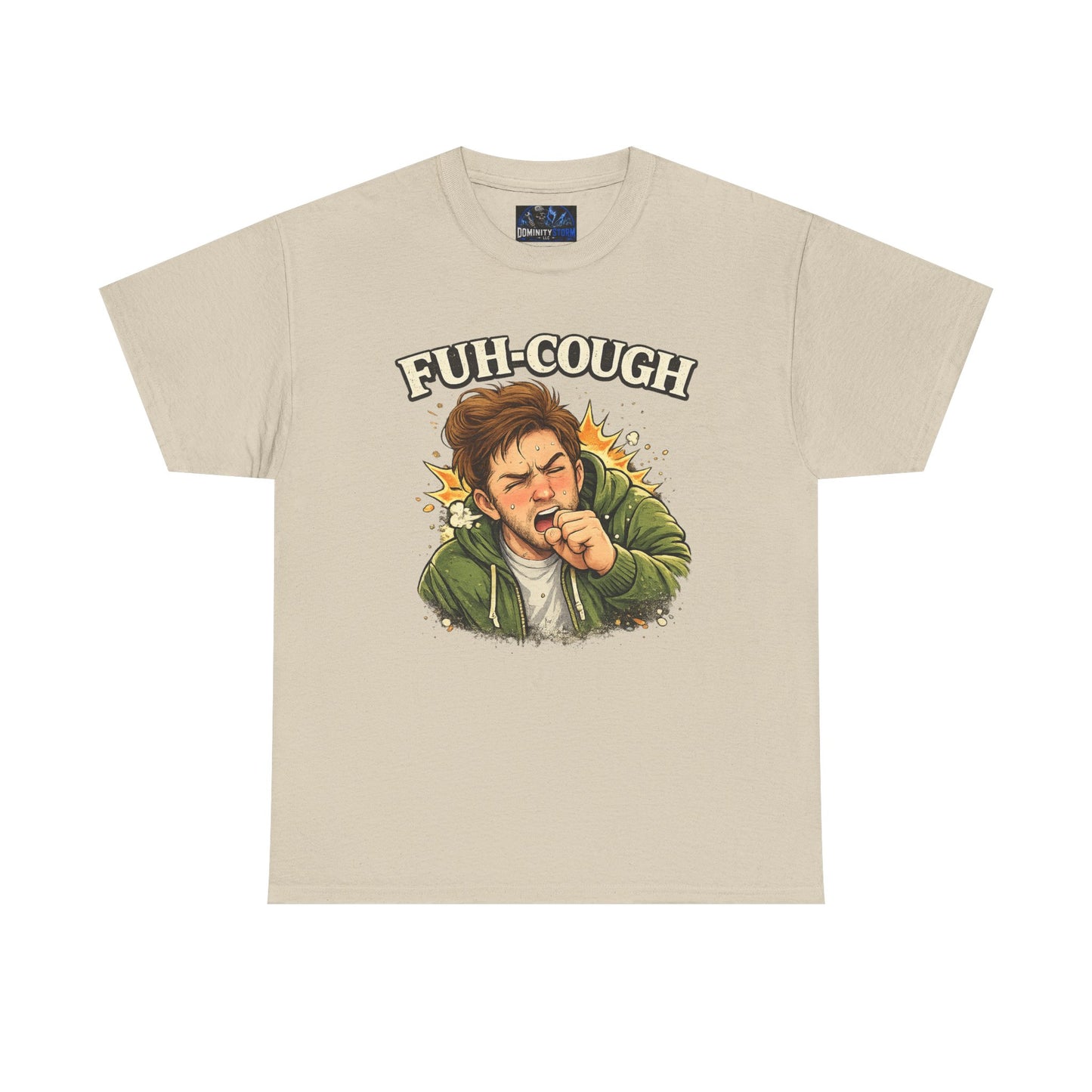 Funny 'Fuh-Cough' Graphic Tee - Coughing Character Short Sleeve Shirt