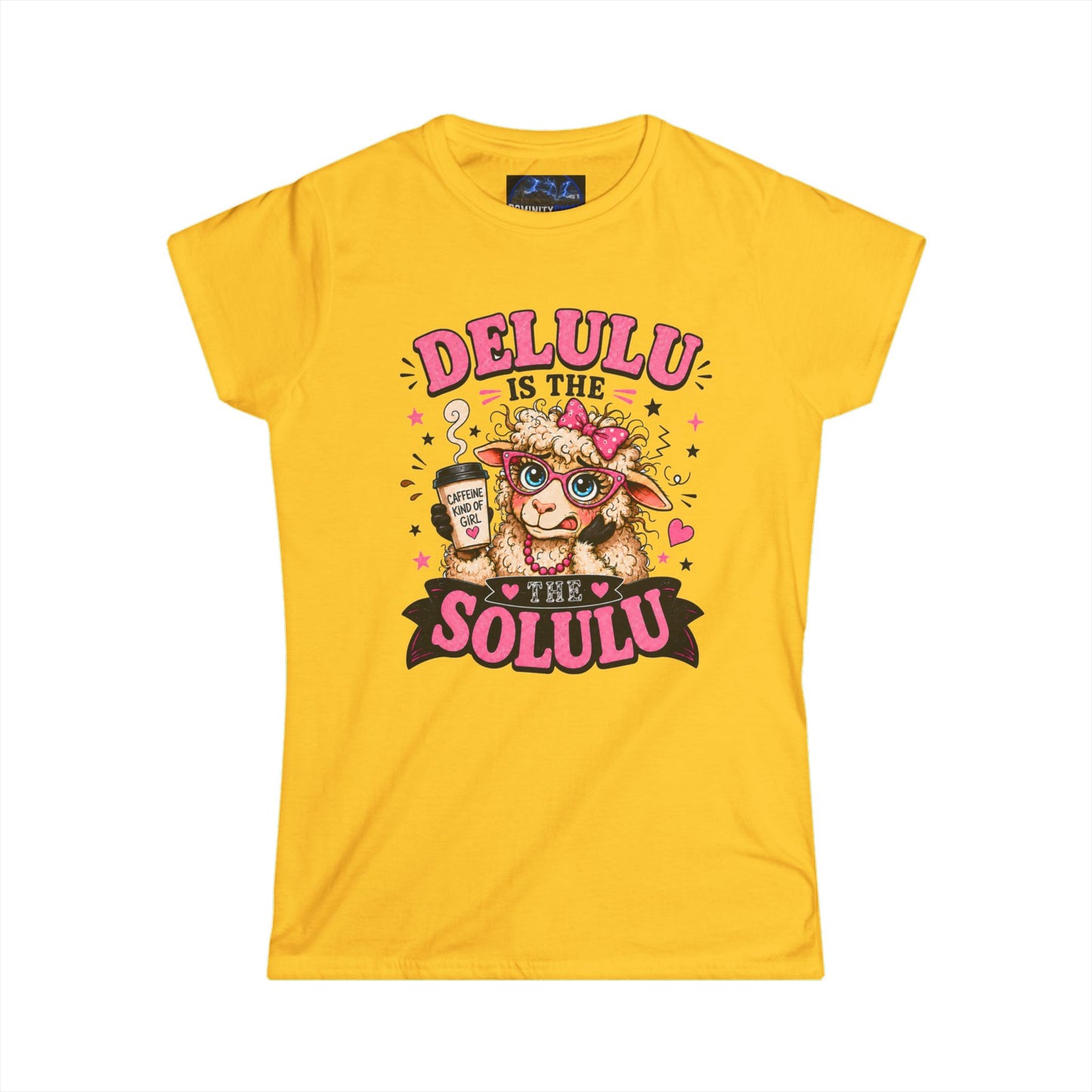 Graphic Delulu Is The Solulu Cute Dog Tee – Funny Coffee Lover Shirt for Women