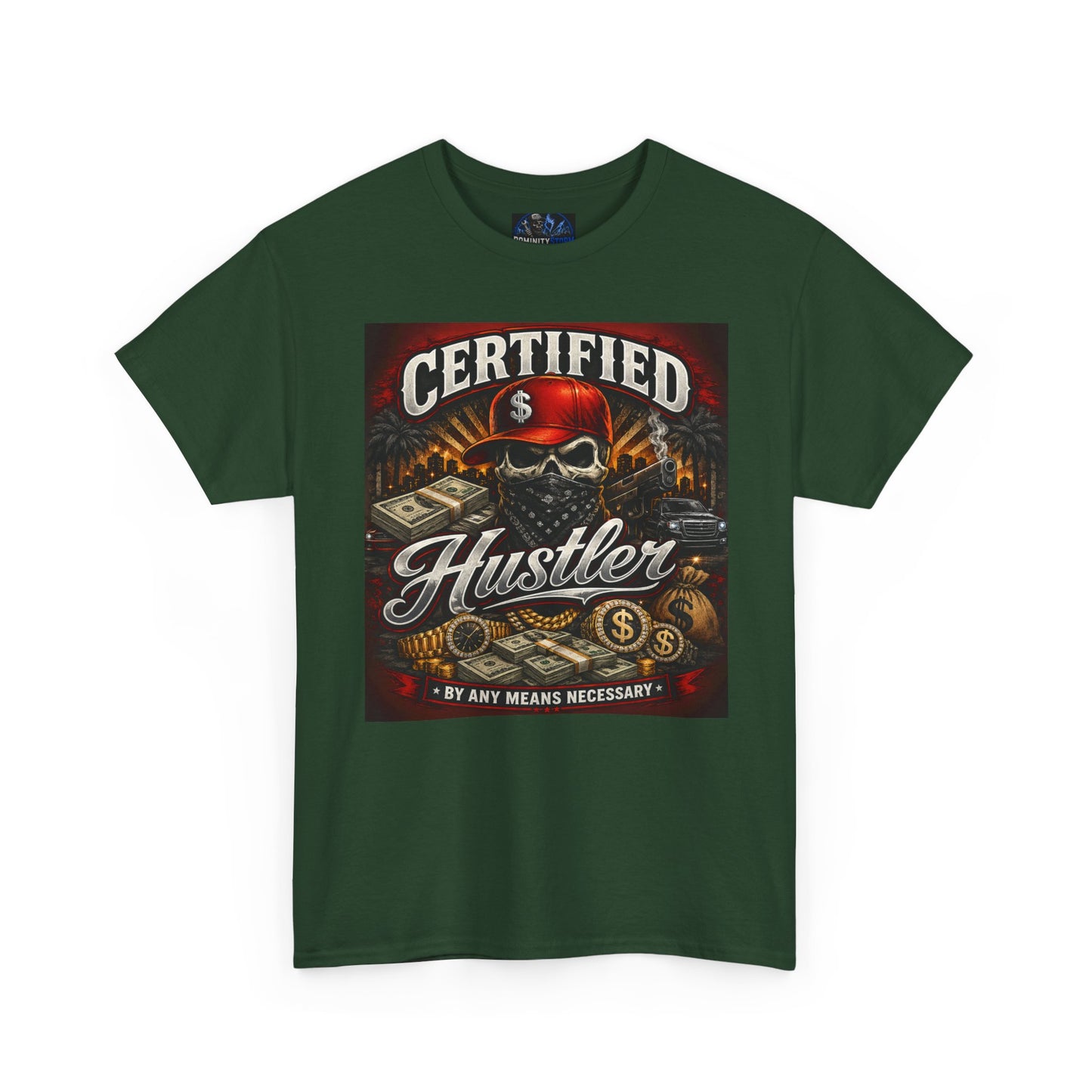 Certified Hustler Graphic Tee — Vintage Skull & Money Streetwear T-Shirt