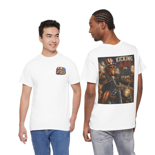 Biker Uncle Sam 'Kicking Ass for 50 Years' Graphic Tee