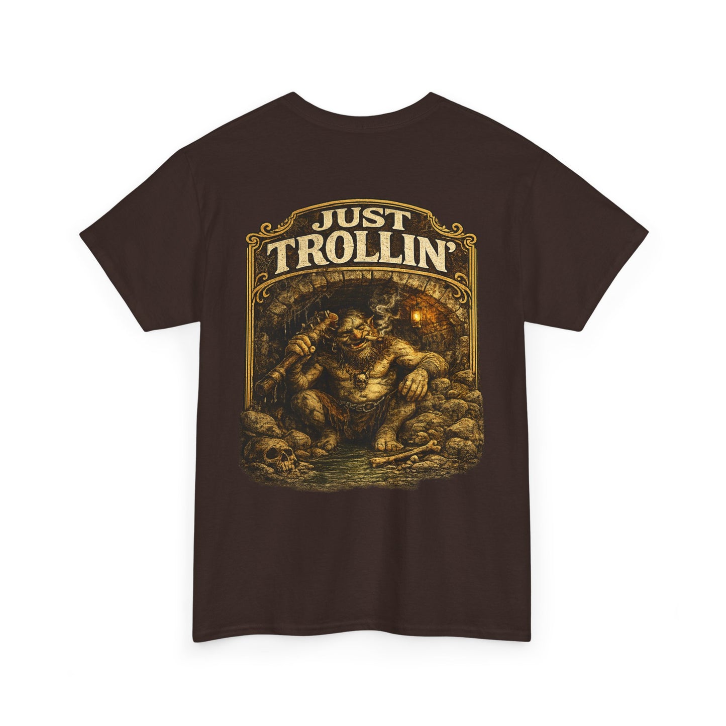 T-Shirt — "Just Trollin'" Vintage Fantasy Troll Graphic Tee