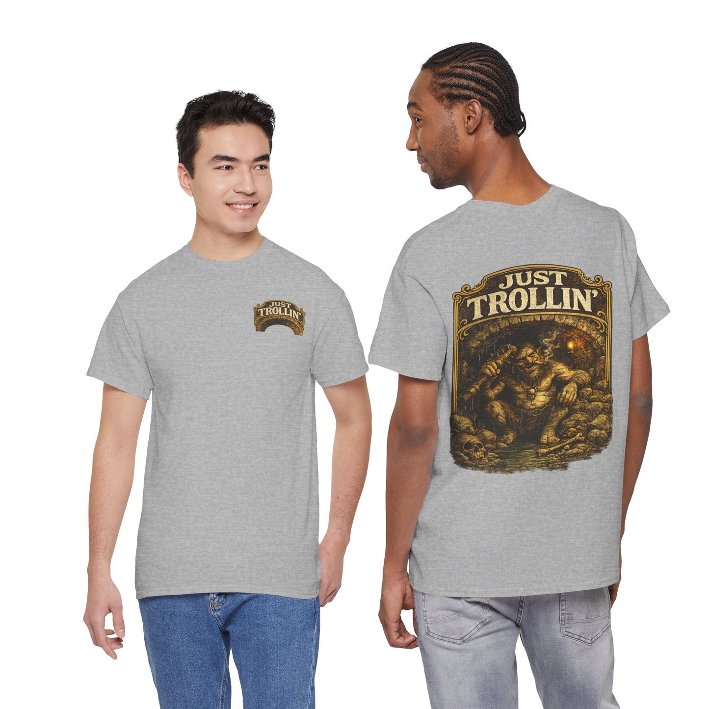 T-Shirt — "Just Trollin'" Vintage Fantasy Troll Graphic Tee