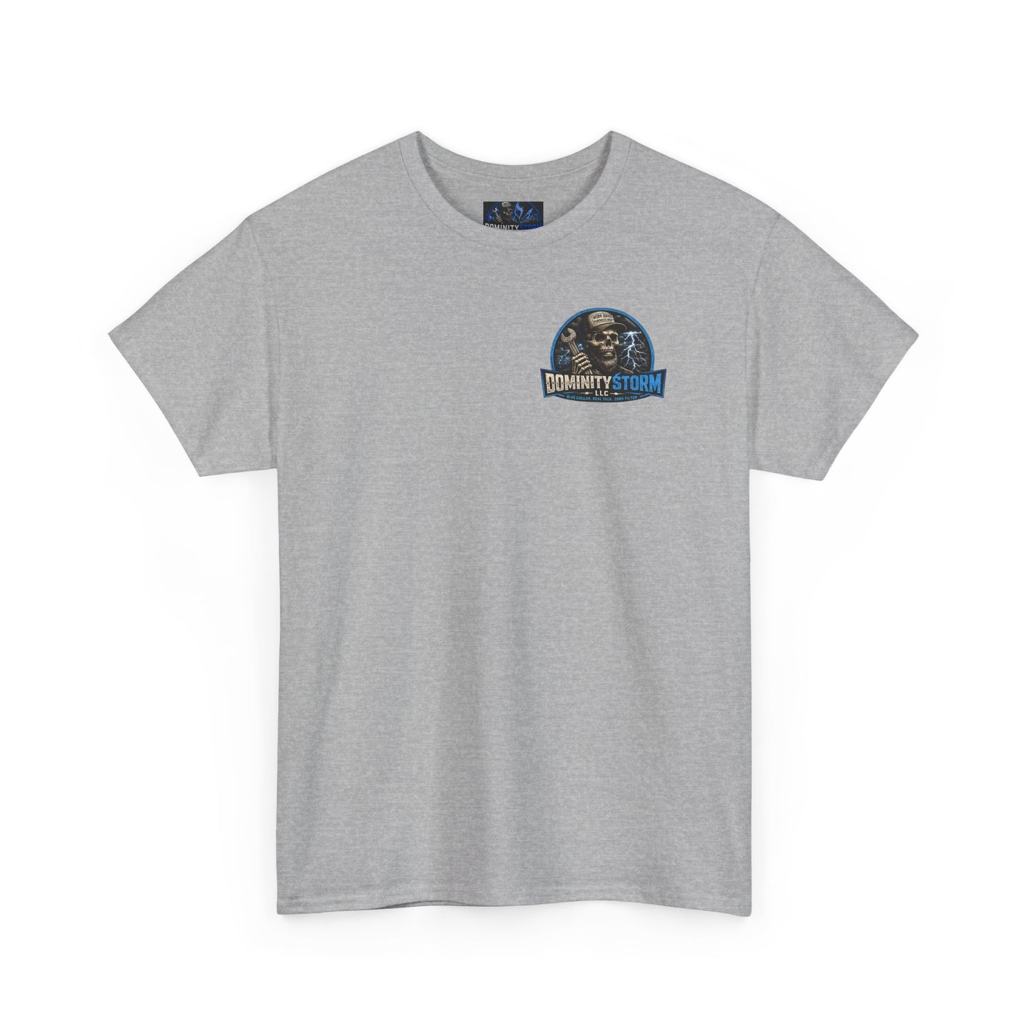 Dominity Storm LLC Graphic Tee — Lightning Skull Band Shirt