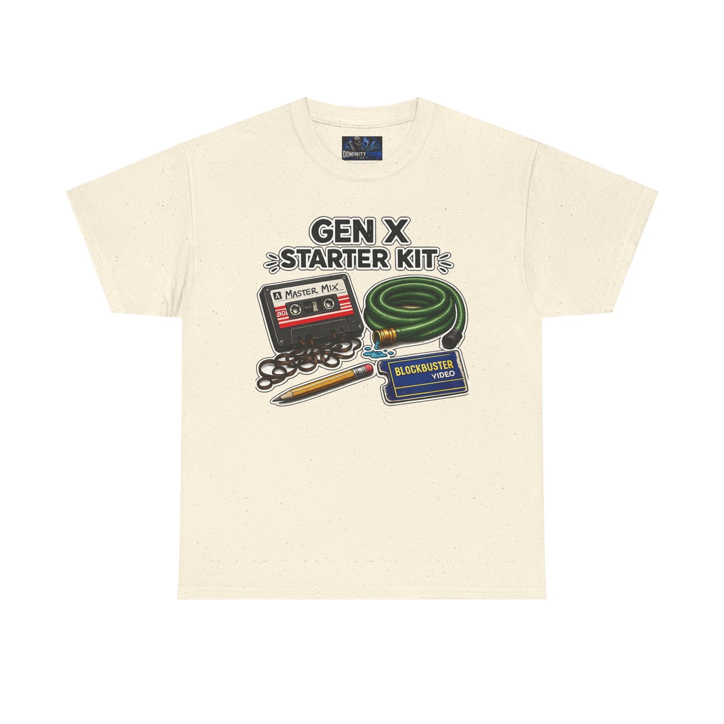 Gen X Starter Kit T‑Shirt — Retro Nostalgia Tee with Cassette, Pager & Mix Tape Graphics
