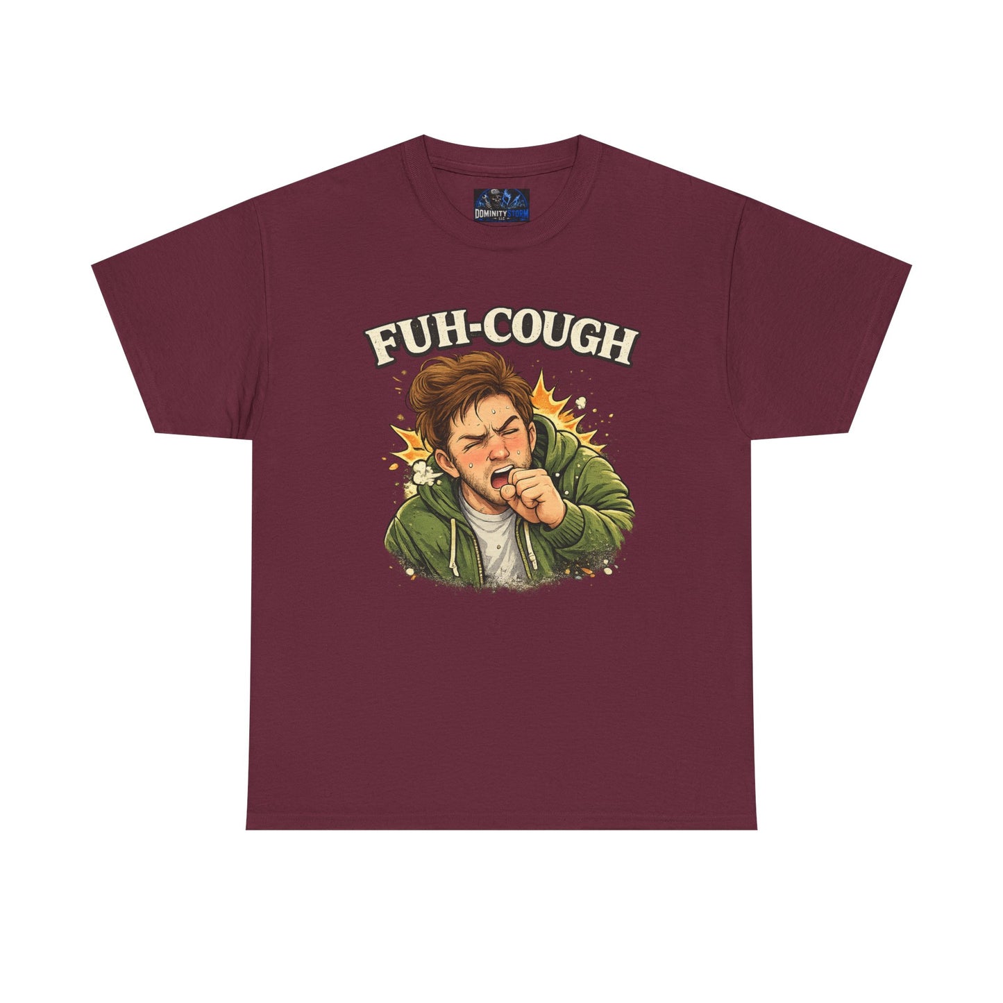 Funny 'Fuh-Cough' Graphic Tee - Coughing Character Short Sleeve Shirt