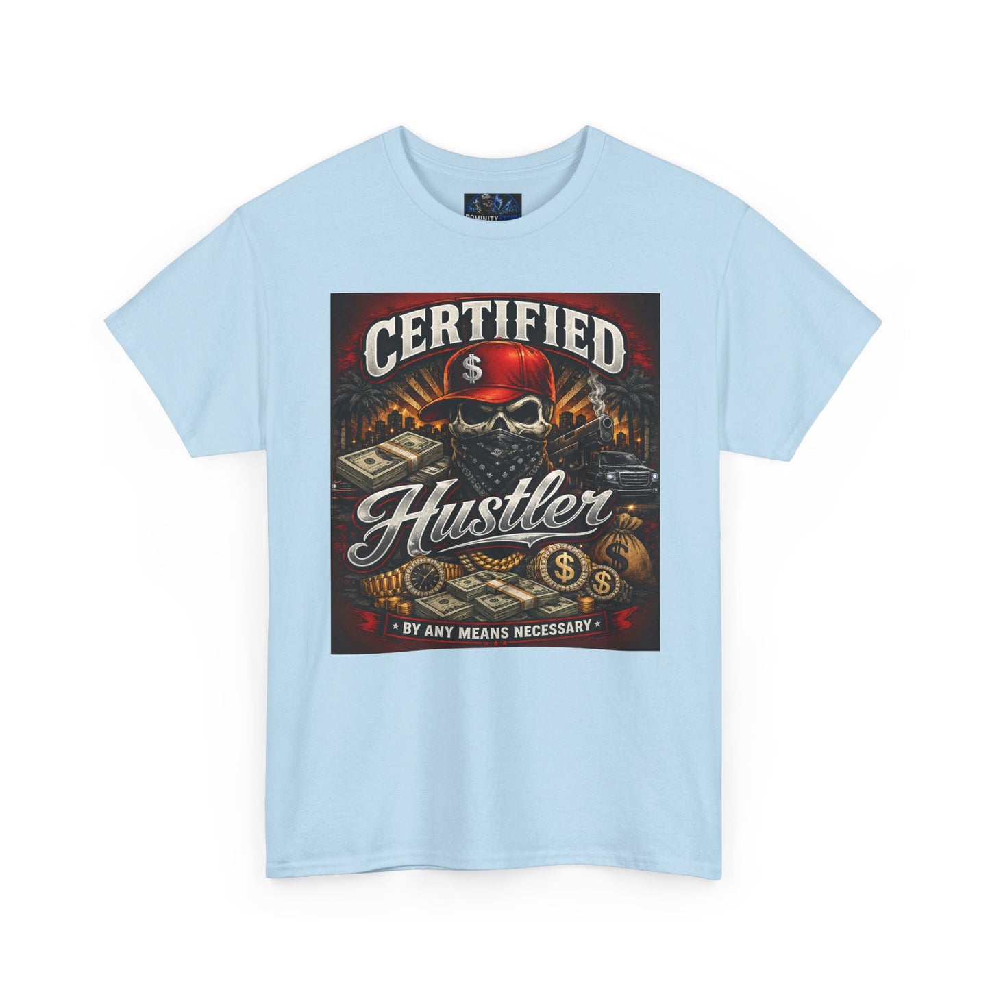 Certified Hustler Graphic Tee — Vintage Skull & Money Streetwear T-Shirt