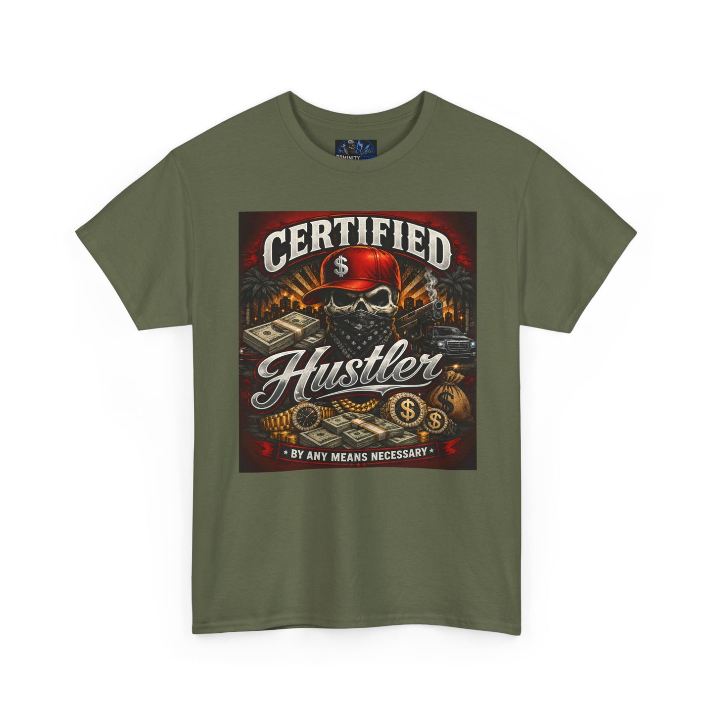 Certified Hustler Graphic Tee — Vintage Skull & Money Streetwear T-Shirt