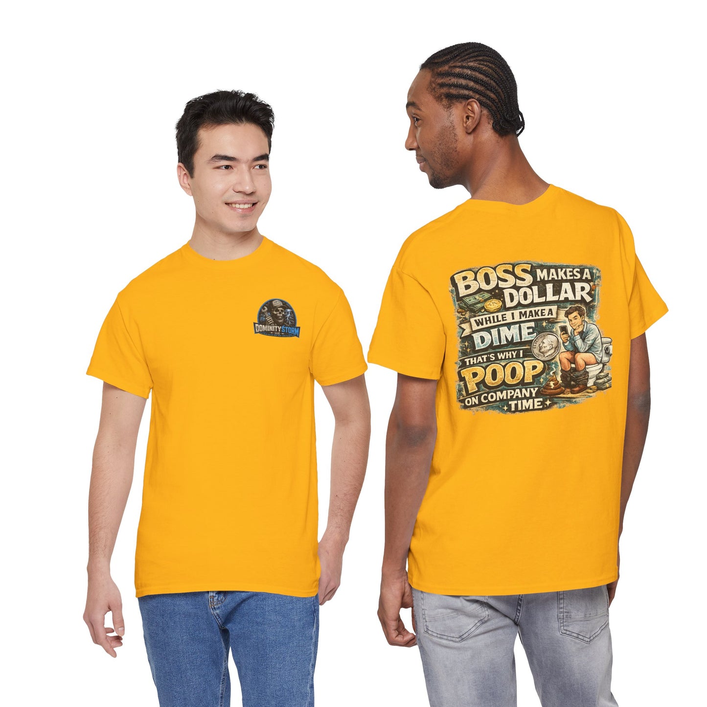 Funny Retro Graphic Tee — "Boss Makes a Dollar, I Make a Dime" Vintage Humor T‑Shirt