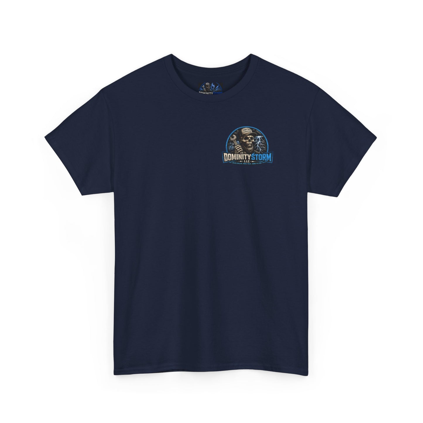 Dominity Storm LLC Graphic Tee — Lightning Skull Band Shirt
