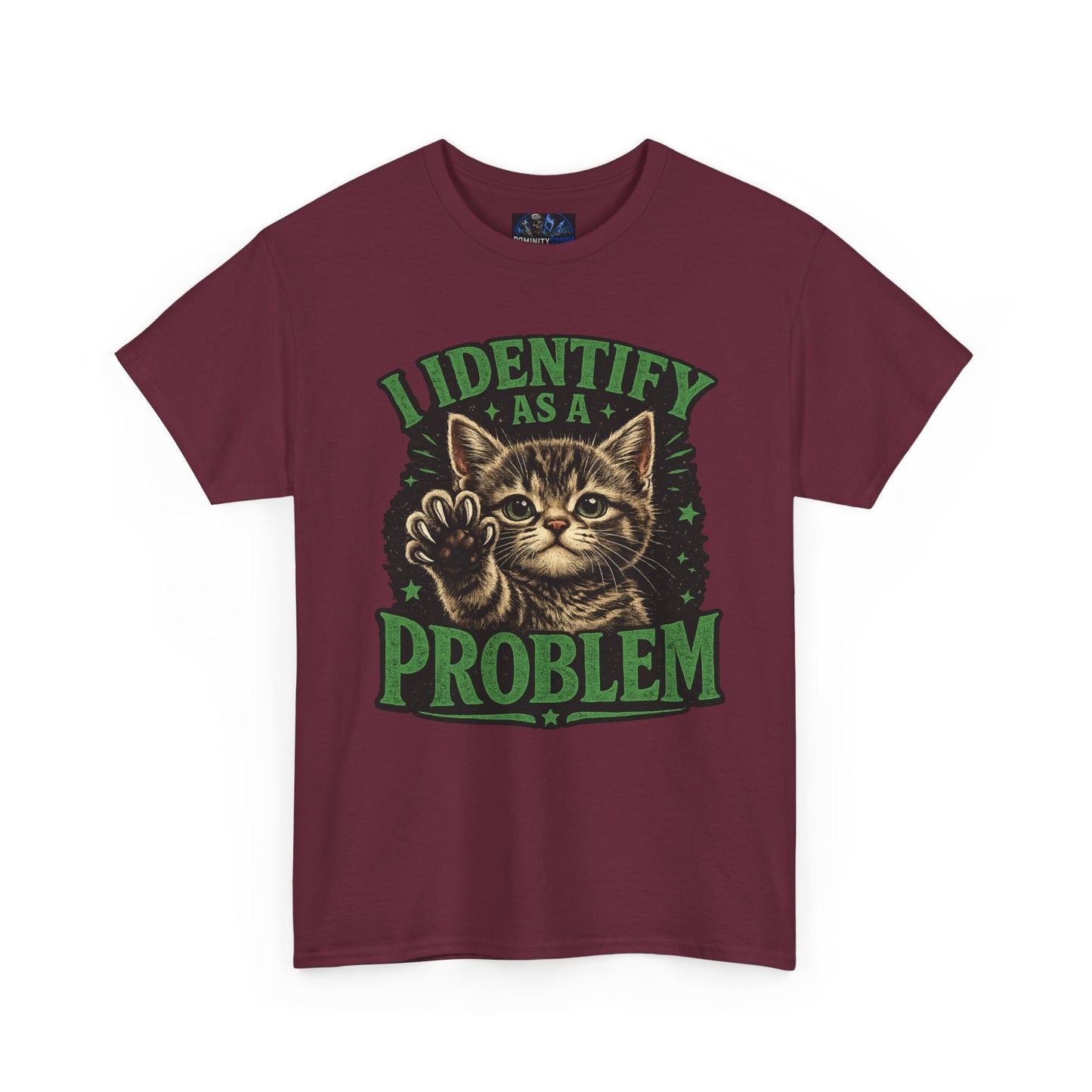 Cat 'I Identify As A Problem' Graphic Tee — Funny Vintage Kitten T-Shirt
