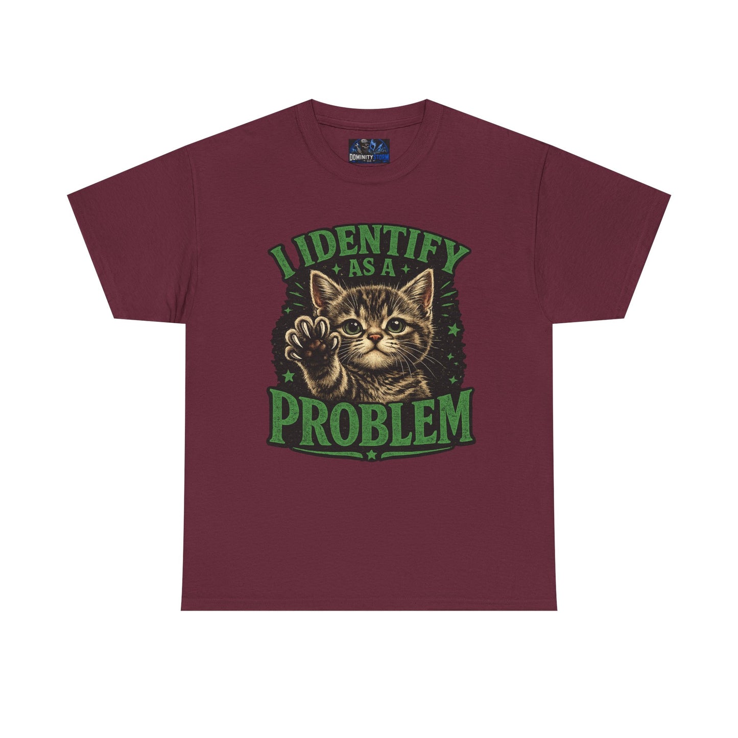 Cat 'I Identify As A Problem' Graphic Tee — Funny Vintage Kitten T-Shirt