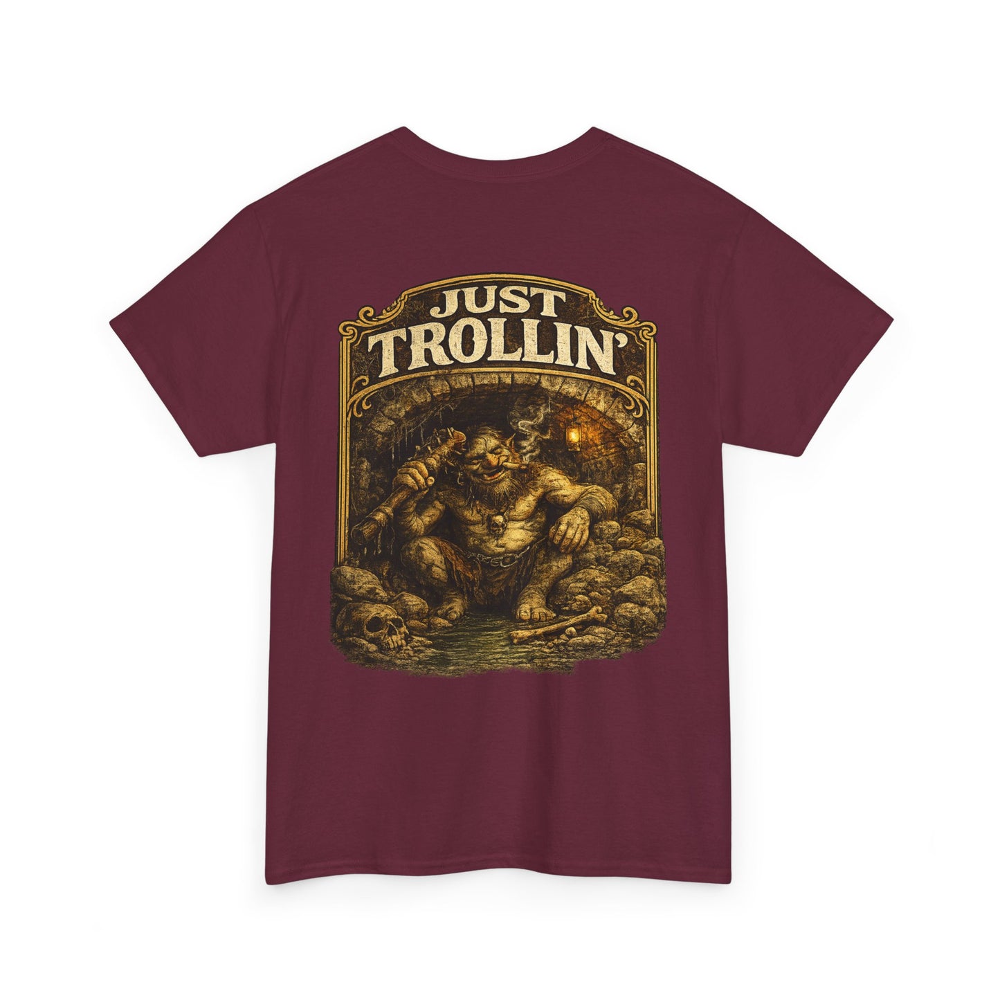 T-Shirt — "Just Trollin'" Vintage Fantasy Troll Graphic Tee