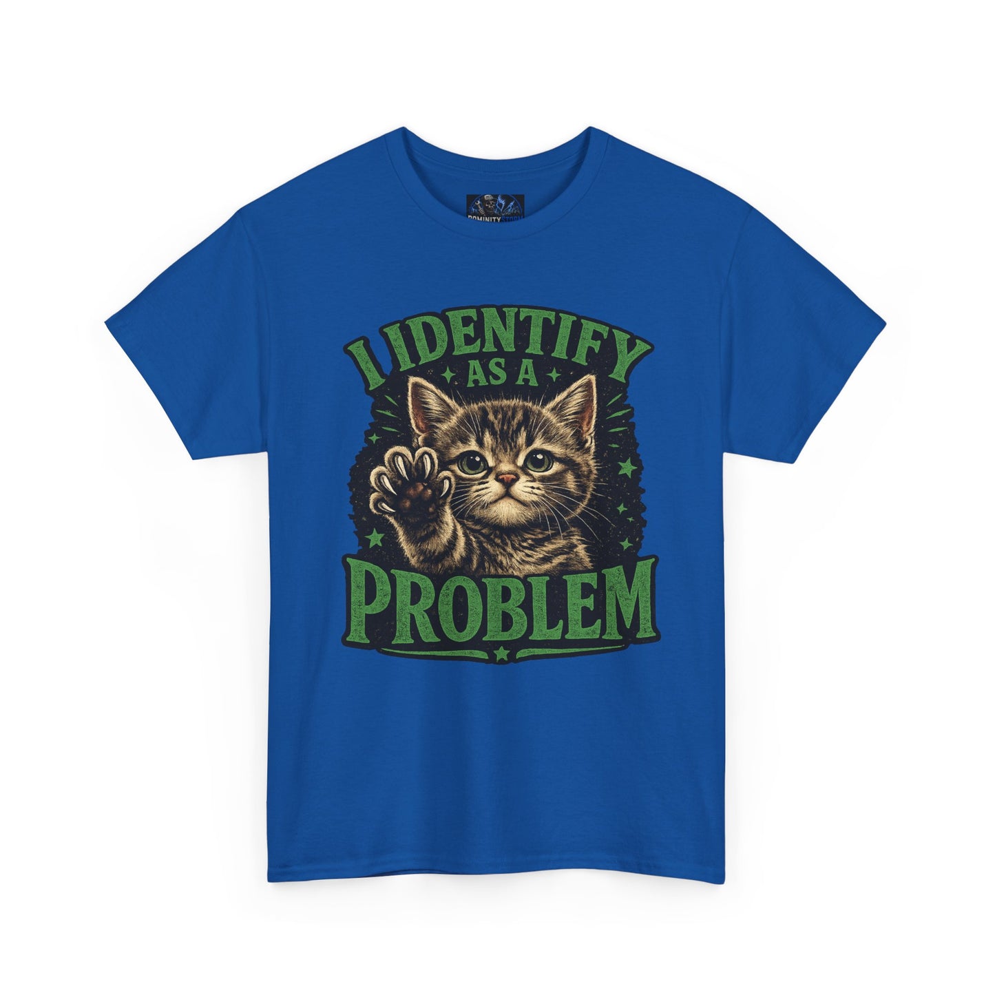 Cat 'I Identify As A Problem' Graphic Tee — Funny Vintage Kitten T-Shirt