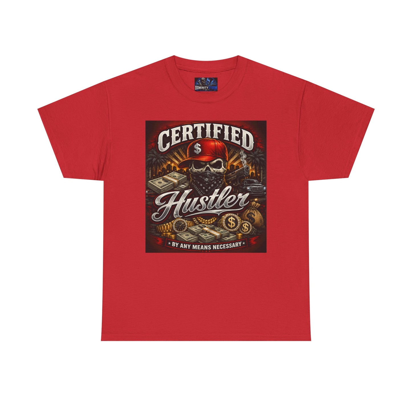 Certified Hustler Graphic Tee — Vintage Skull & Money Streetwear T-Shirt