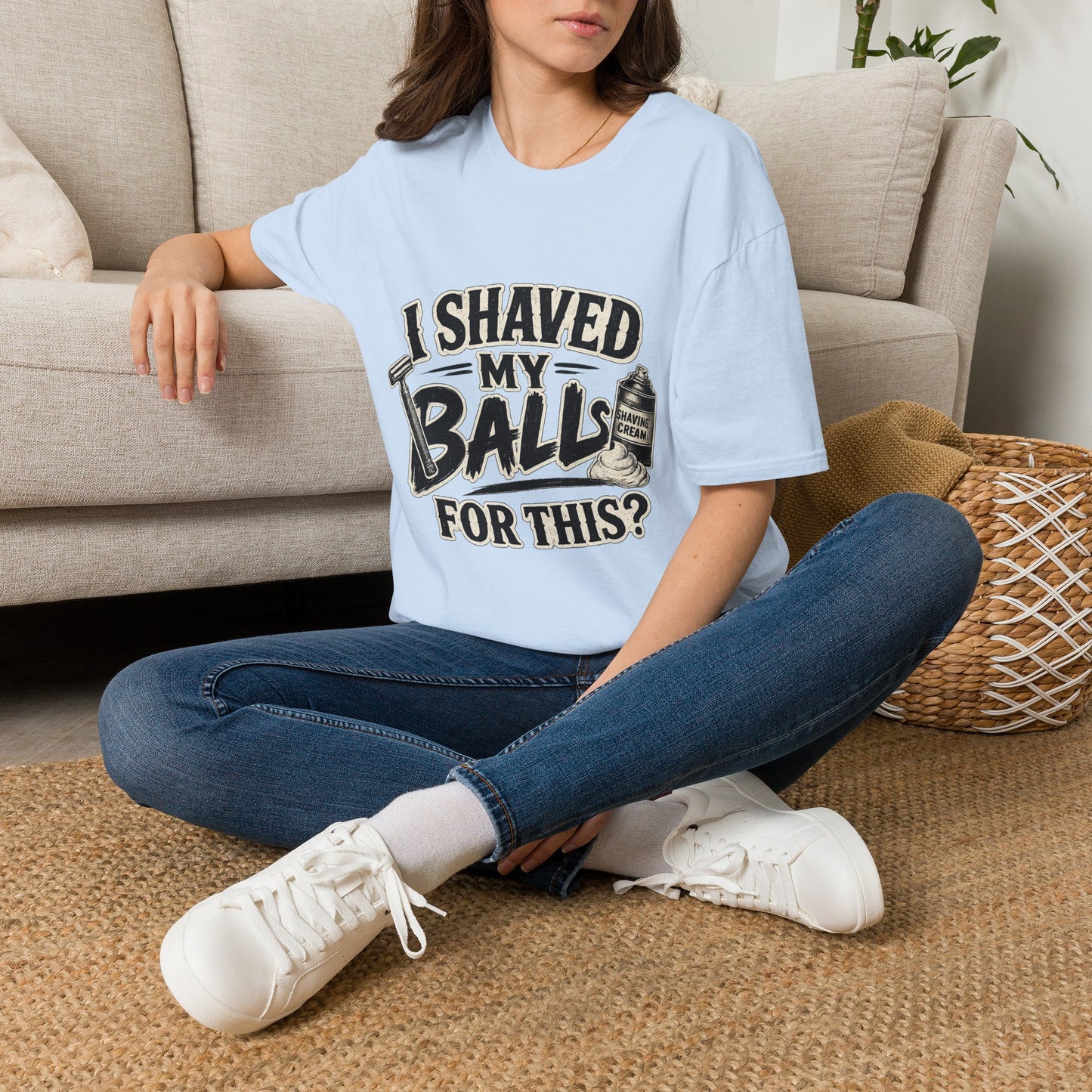 I Shaved My Balls T-Shirt — Funny Gag Tee with Retro Shaving Design
