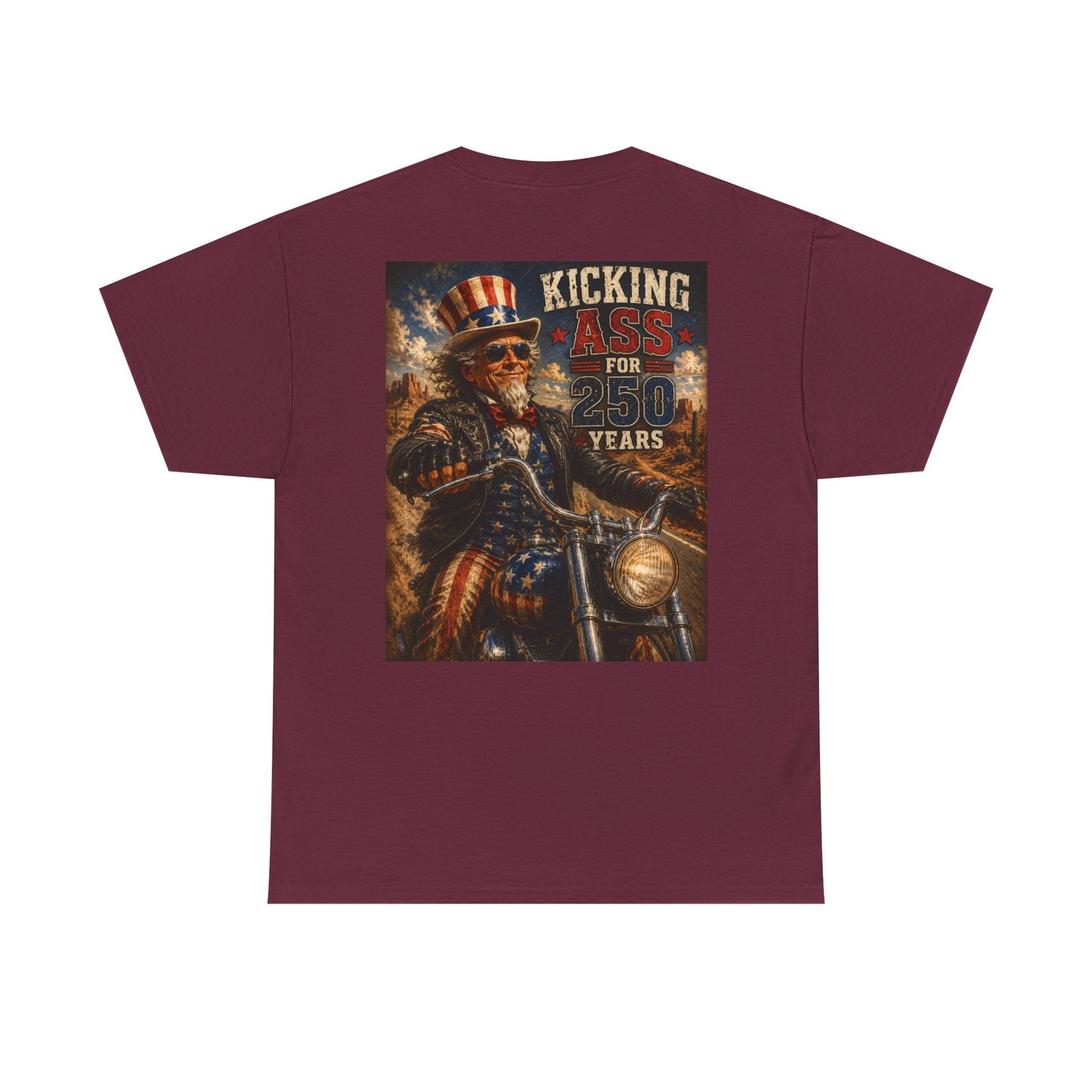 Biker Uncle Sam 'Kicking Ass for 50 Years' Graphic Tee
