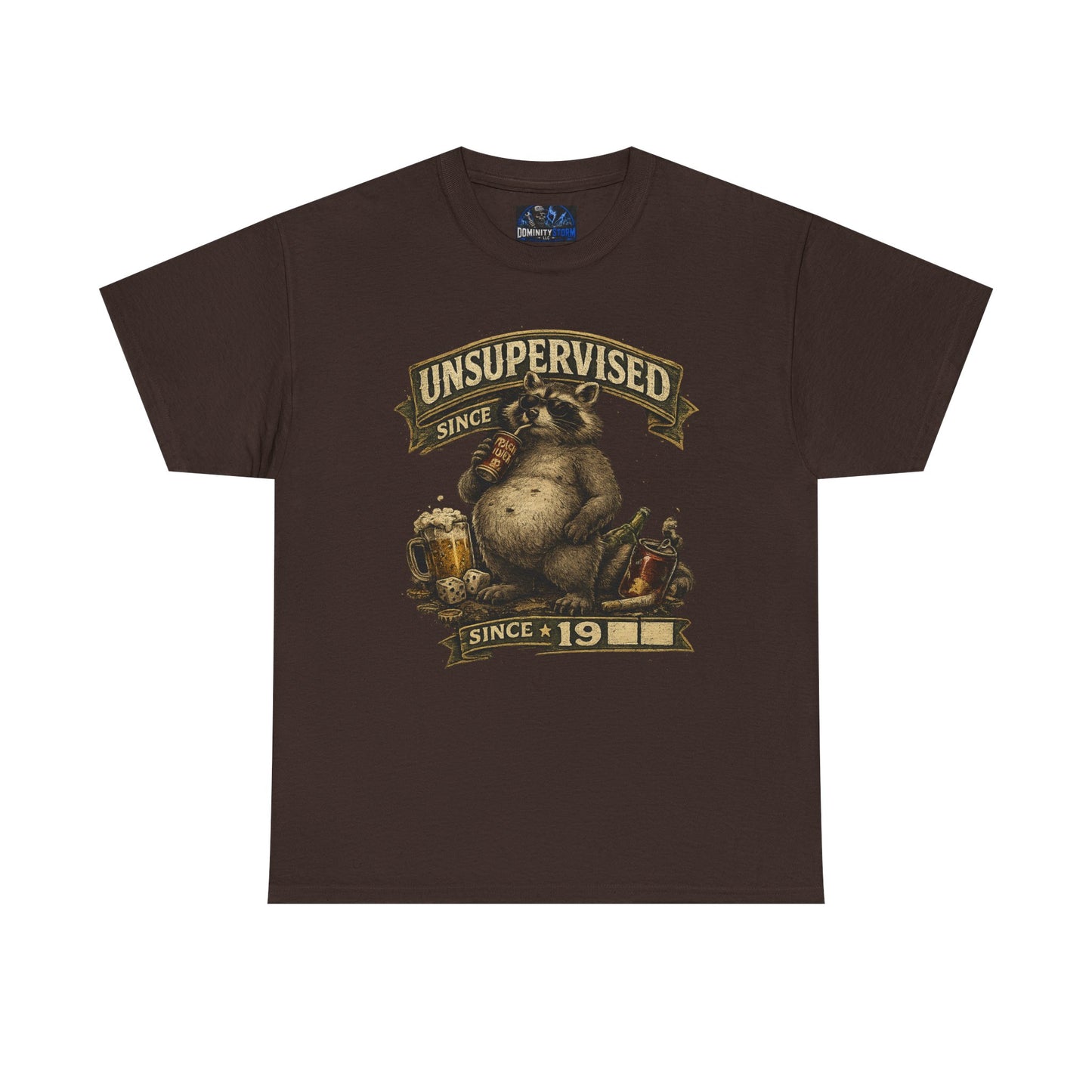 Beer Belly Bear T‑Shirt - "Unsupervised Since 19" Vintage Graphic Tee