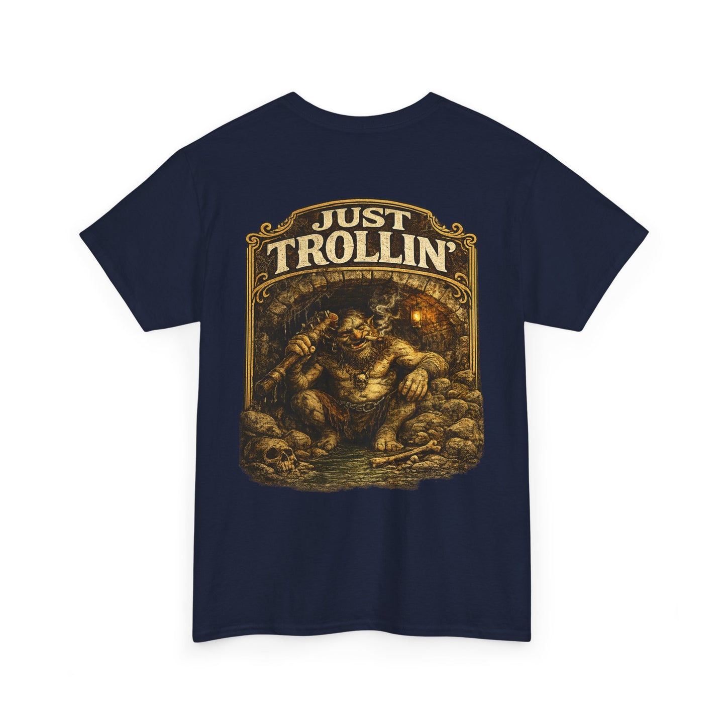 T-Shirt — "Just Trollin'" Vintage Fantasy Troll Graphic Tee