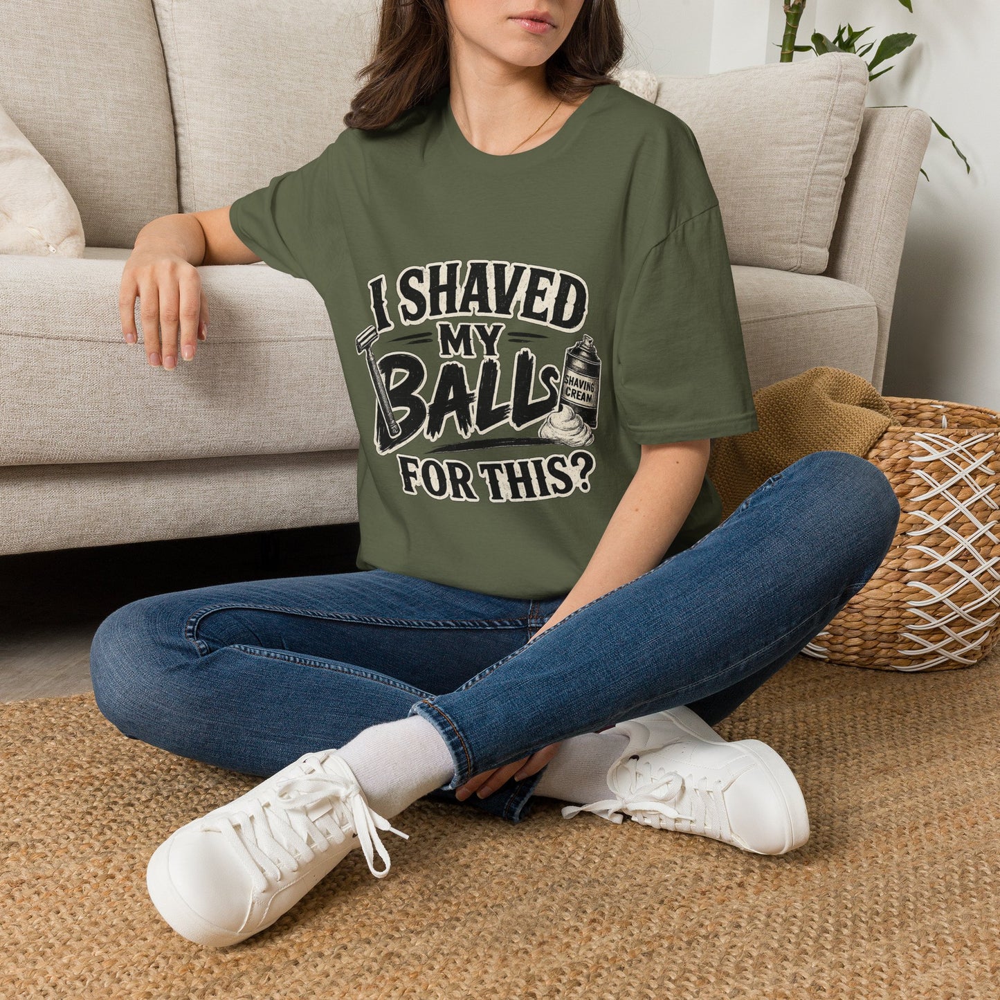 I Shaved My Balls T-Shirt — Funny Gag Tee with Retro Shaving Design