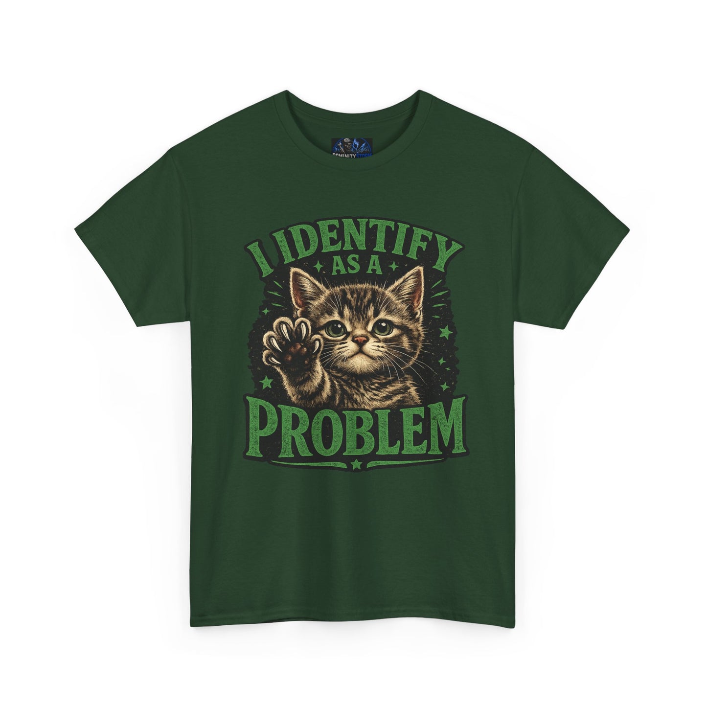 Cat 'I Identify As A Problem' Graphic Tee — Funny Vintage Kitten T-Shirt