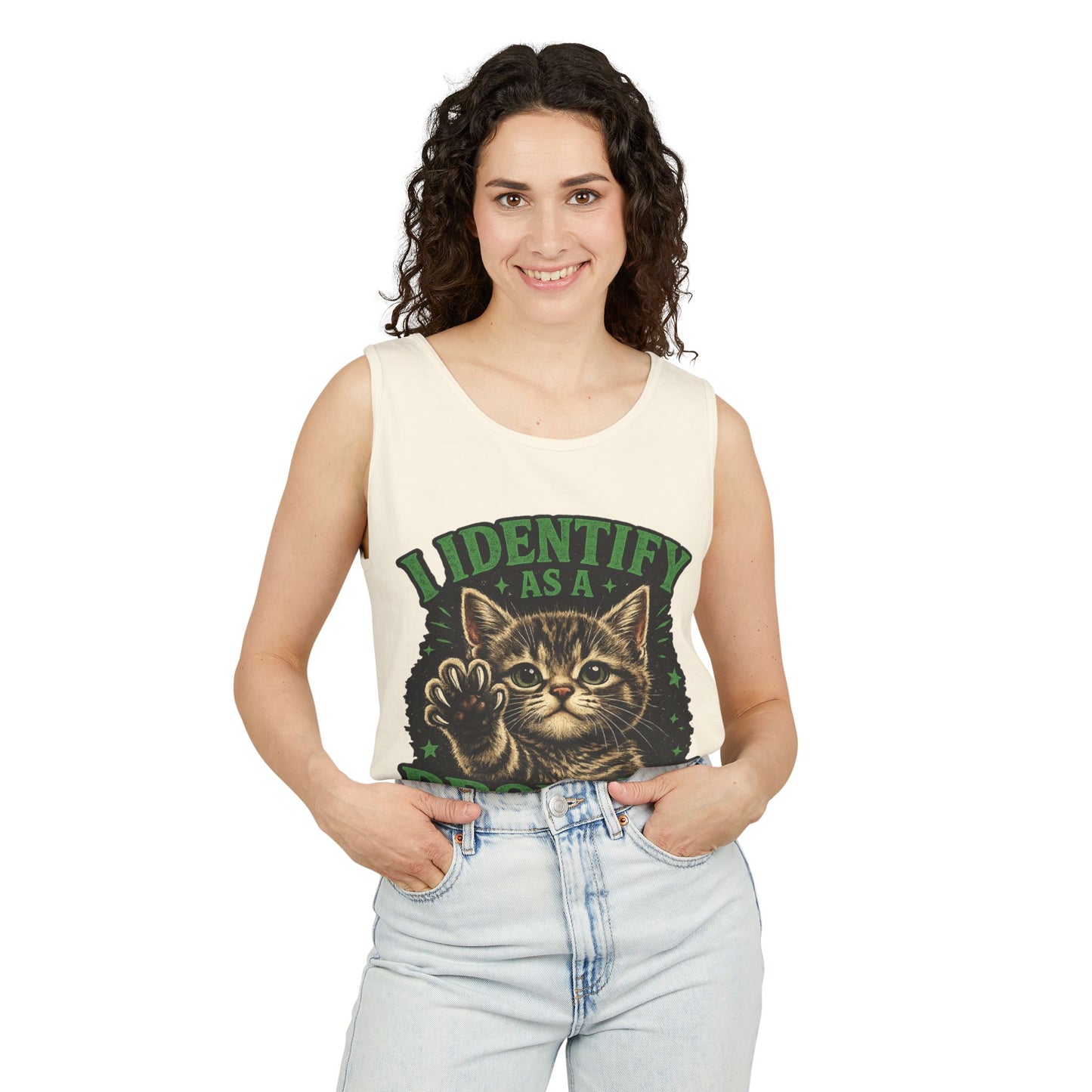 I Identify as a Problem Cat Tank Top — Funny Vintage Kitten Graphic Tank