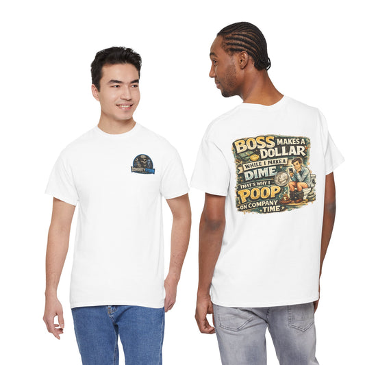 Funny Retro Graphic Tee — "Boss Makes a Dollar, I Make a Dime" Vintage Humor T‑Shirt
