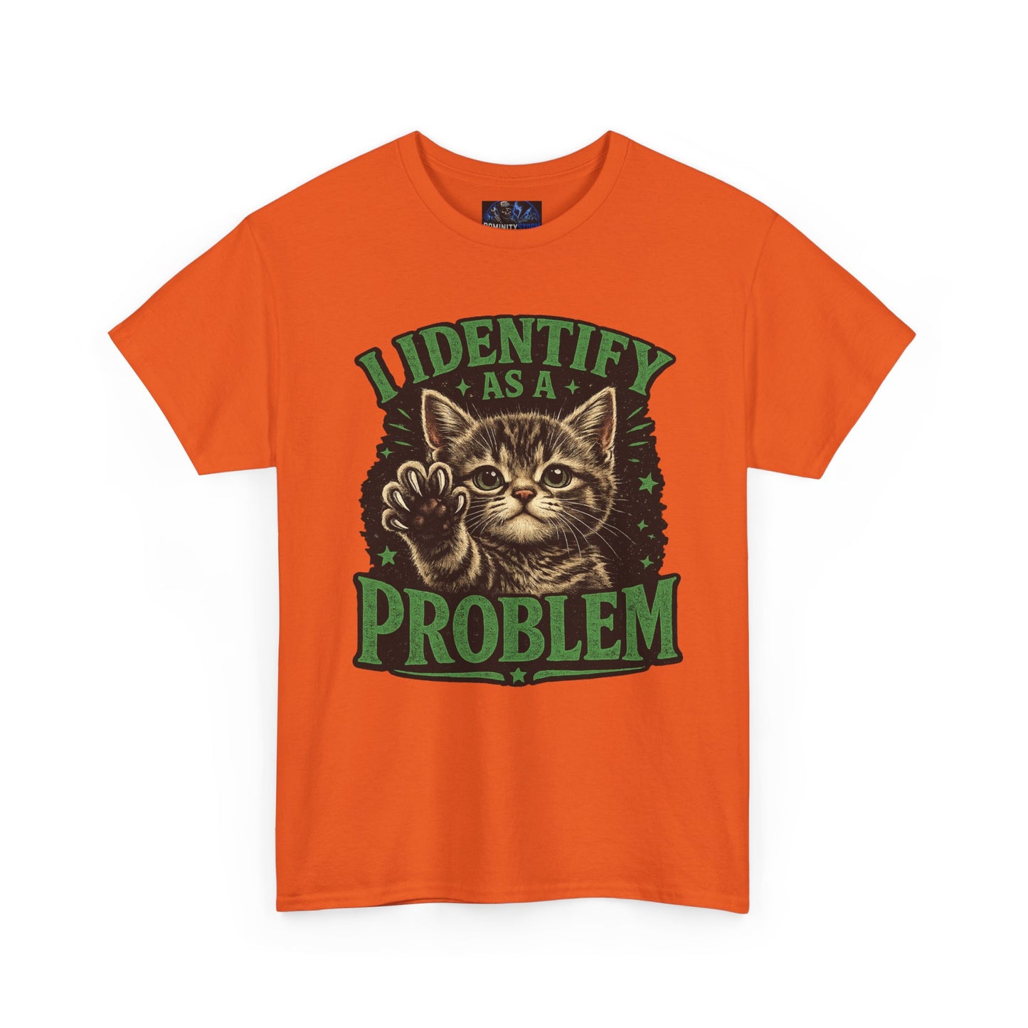 Cat 'I Identify As A Problem' Graphic Tee — Funny Vintage Kitten T-Shirt