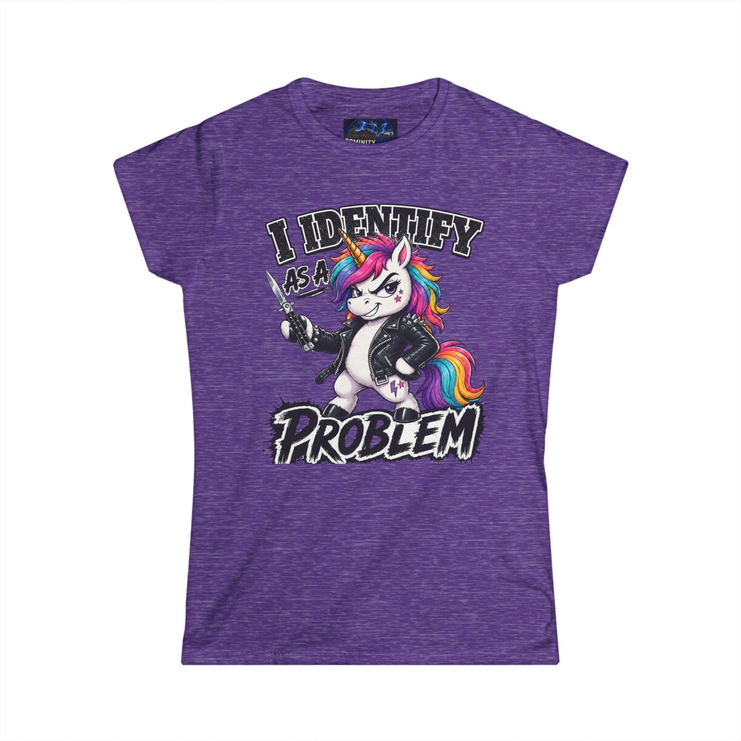 Graphic I Identify As A Problem Unicorn Tee — Funny Cute Unicorn Women's T-Shirt