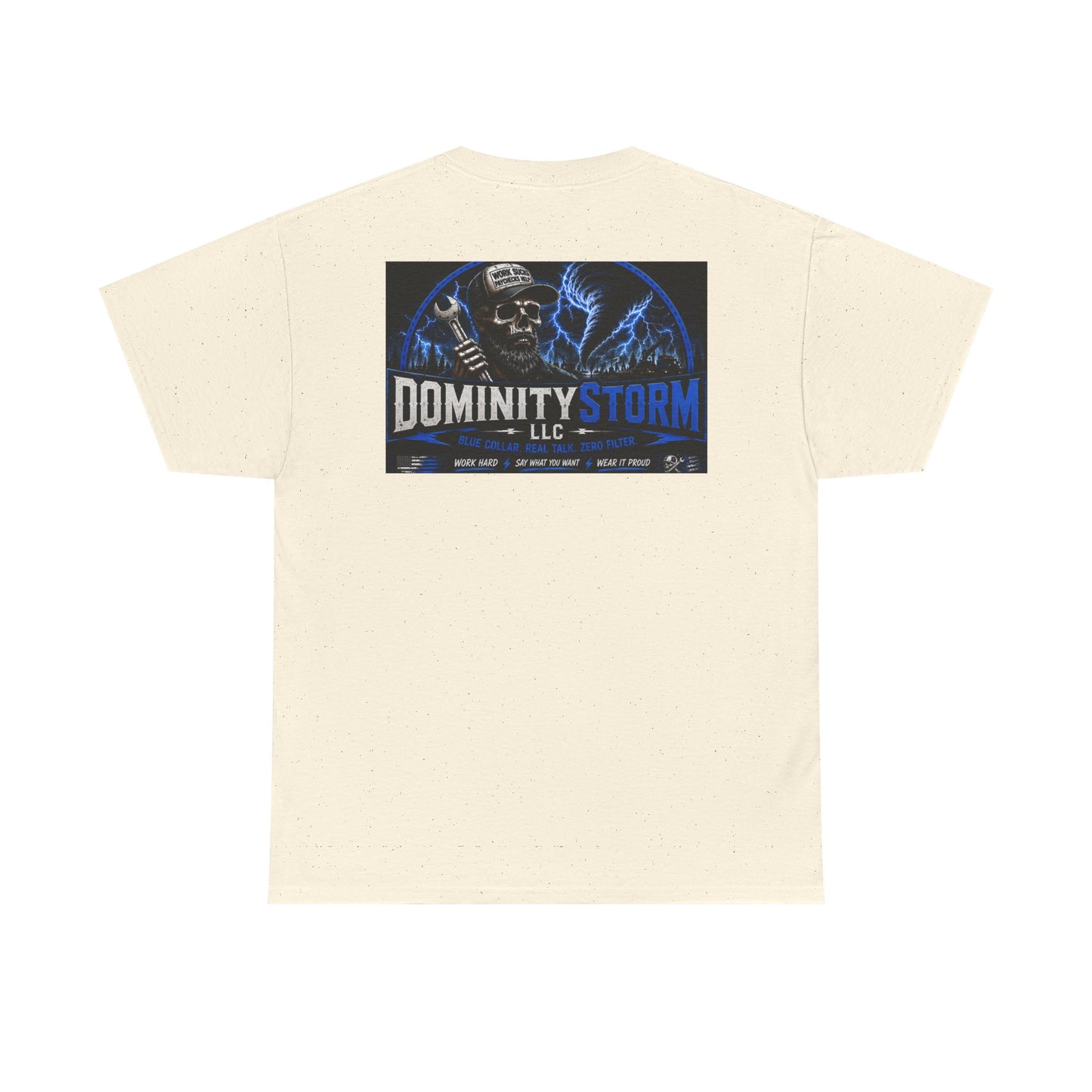 Dominity Storm LLC Graphic Tee — Lightning Skull Band Shirt