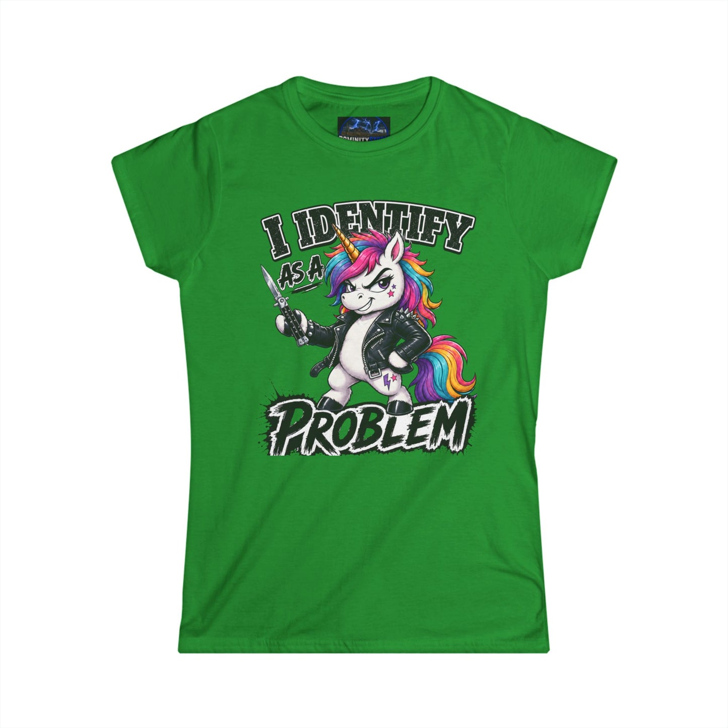 Graphic I Identify As A Problem Unicorn Tee — Funny Cute Unicorn Women's T-Shirt