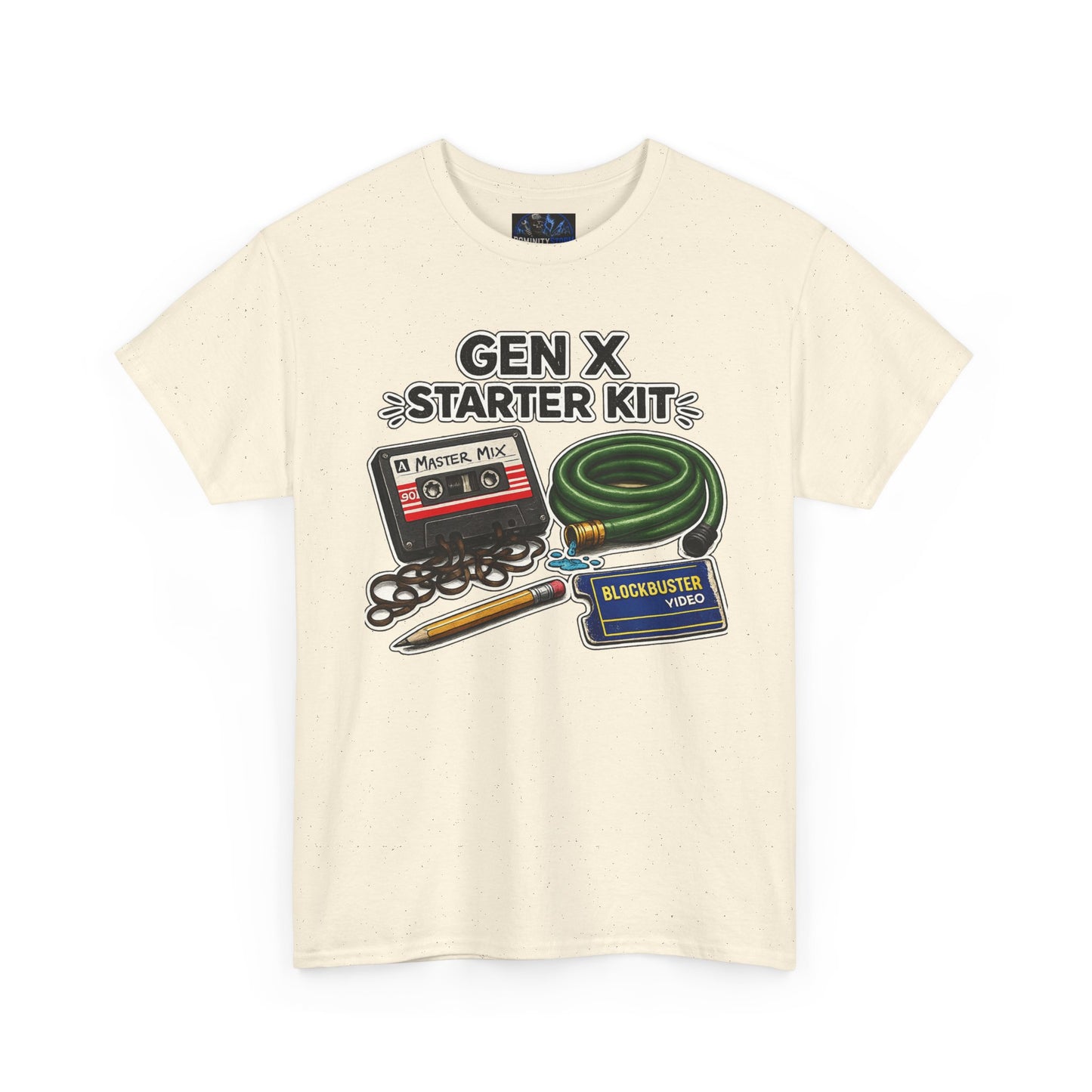 Gen X Starter Kit T‑Shirt — Retro Nostalgia Tee with Cassette, Pager & Mix Tape Graphics