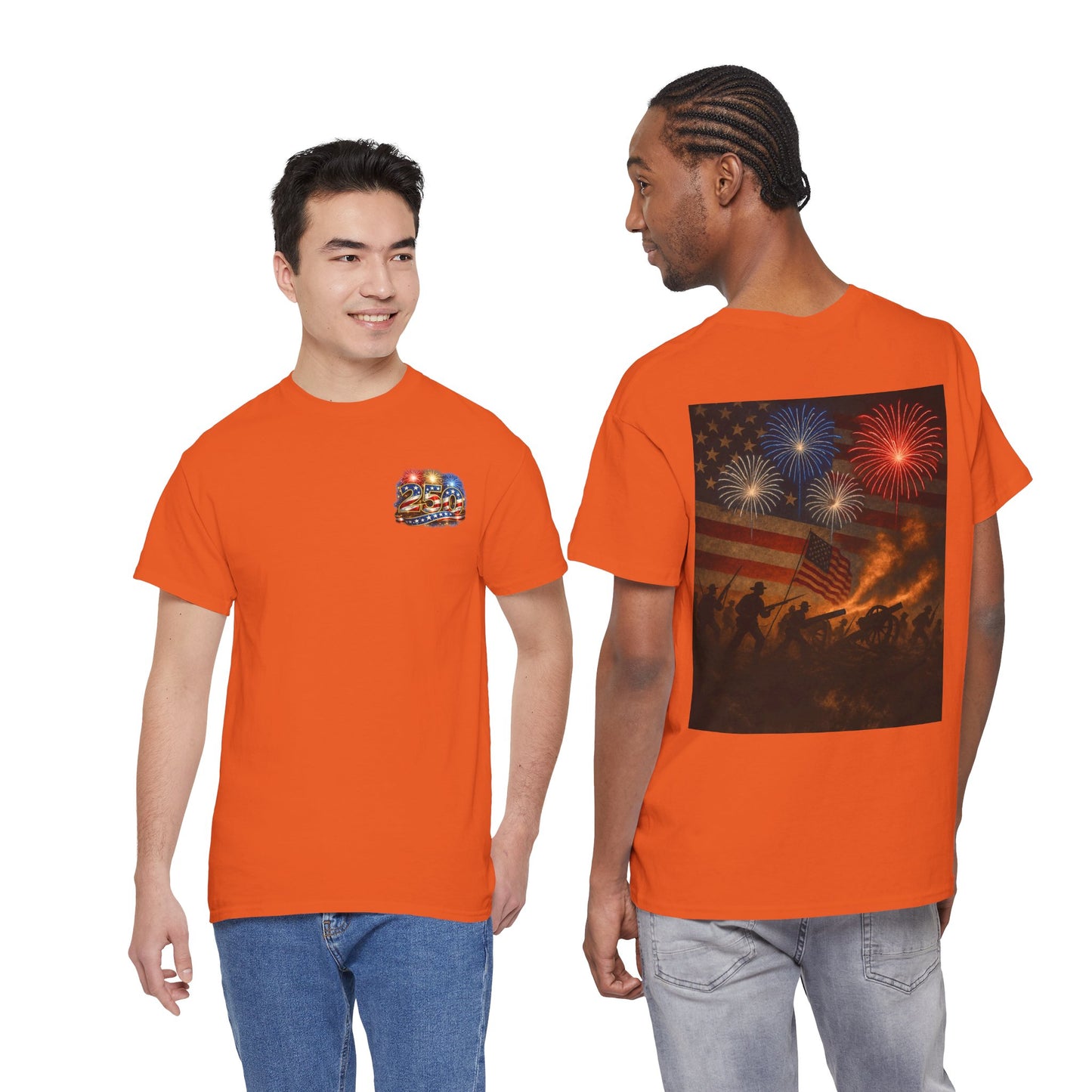 Patriotic Fireworks Flag Tee — American Soldiers Silhouette 4th of July T-Shirt