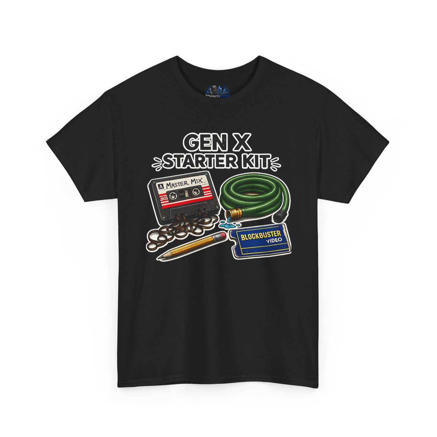 Gen X Starter Kit T‑Shirt — Retro Nostalgia Tee with Cassette, Pager & Mix Tape Graphics