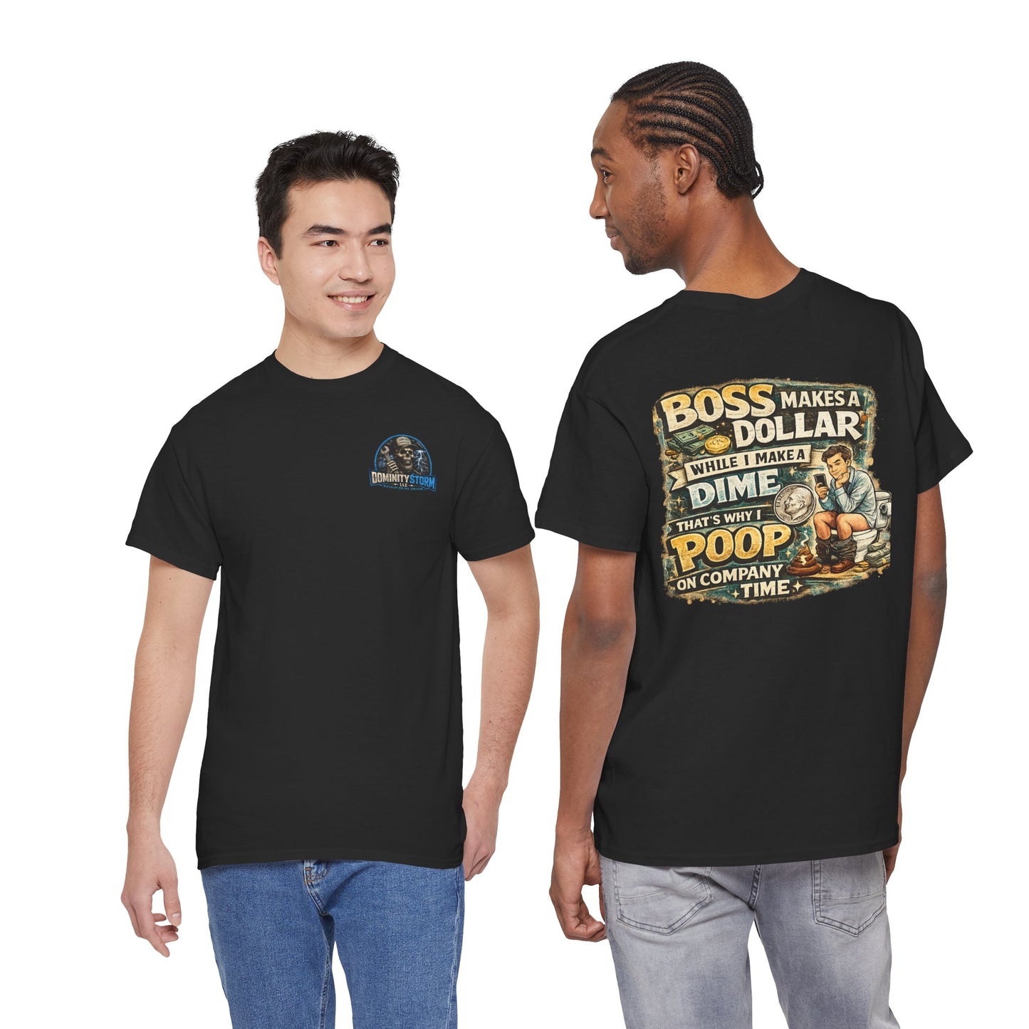 Funny Retro Graphic Tee — "Boss Makes a Dollar, I Make a Dime" Vintage Humor T‑Shirt