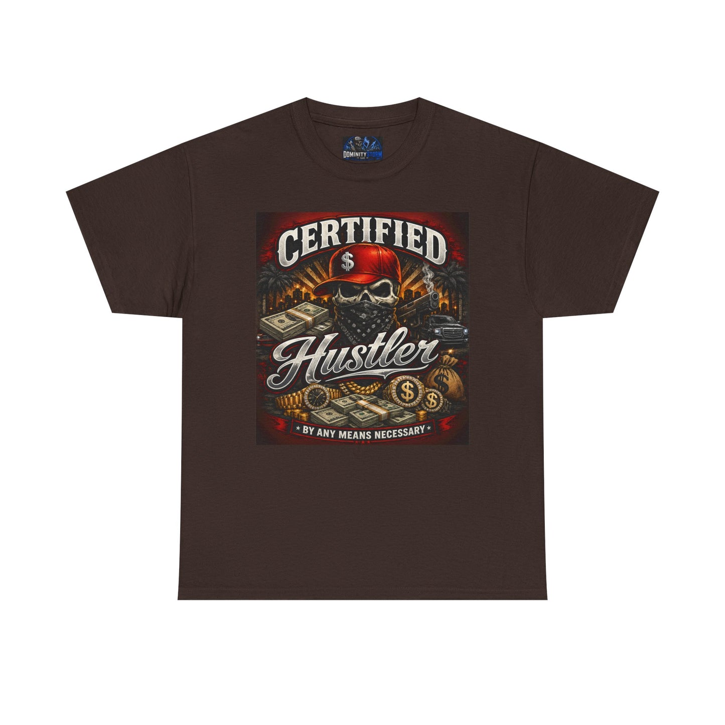 Certified Hustler Graphic Tee — Vintage Skull & Money Streetwear T-Shirt