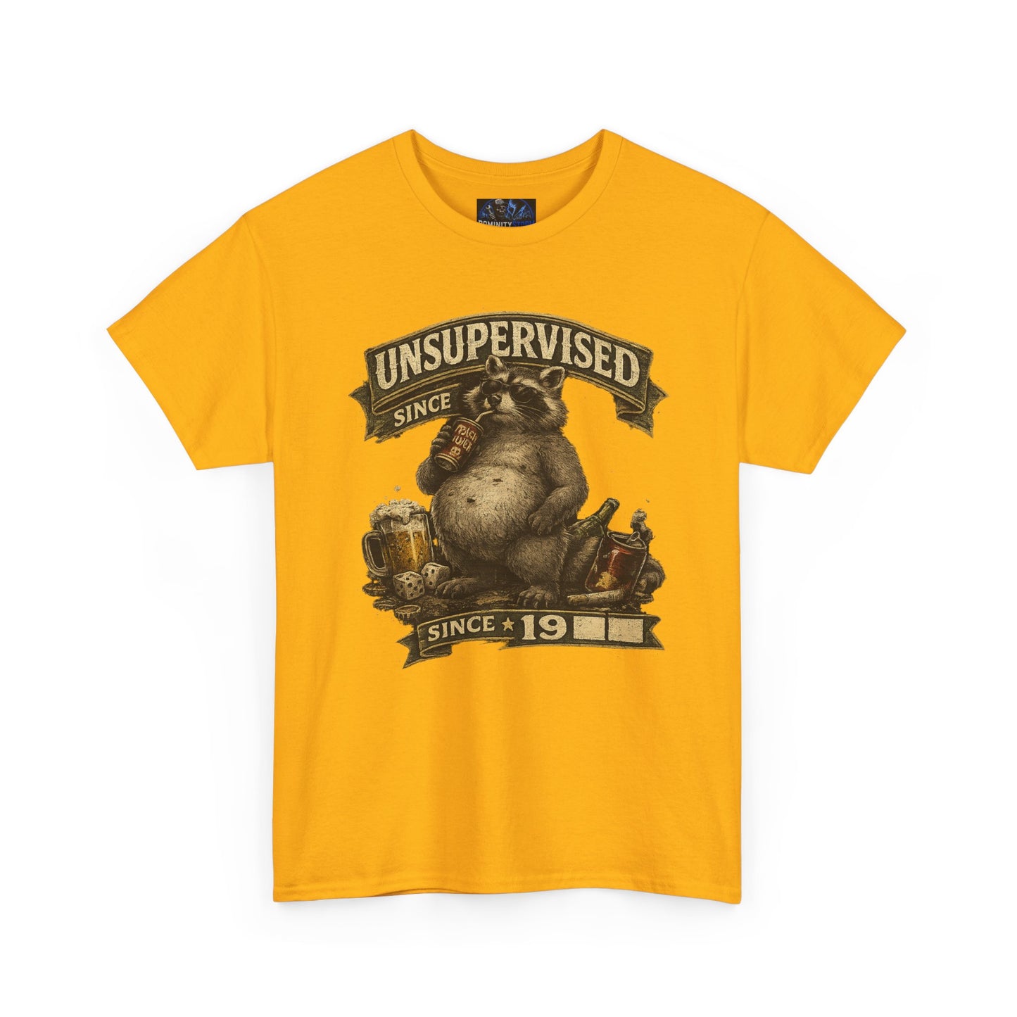 Beer Belly Bear T‑Shirt - "Unsupervised Since 19" Vintage Graphic Tee