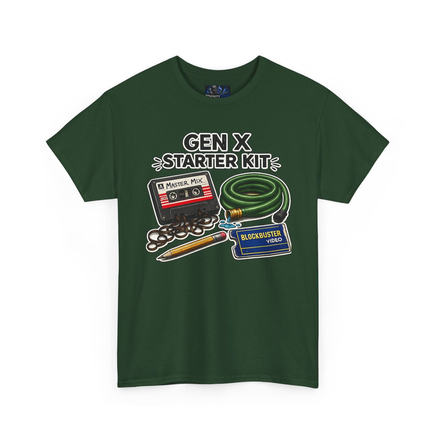 Gen X Starter Kit T‑Shirt — Retro Nostalgia Tee with Cassette, Pager & Mix Tape Graphics
